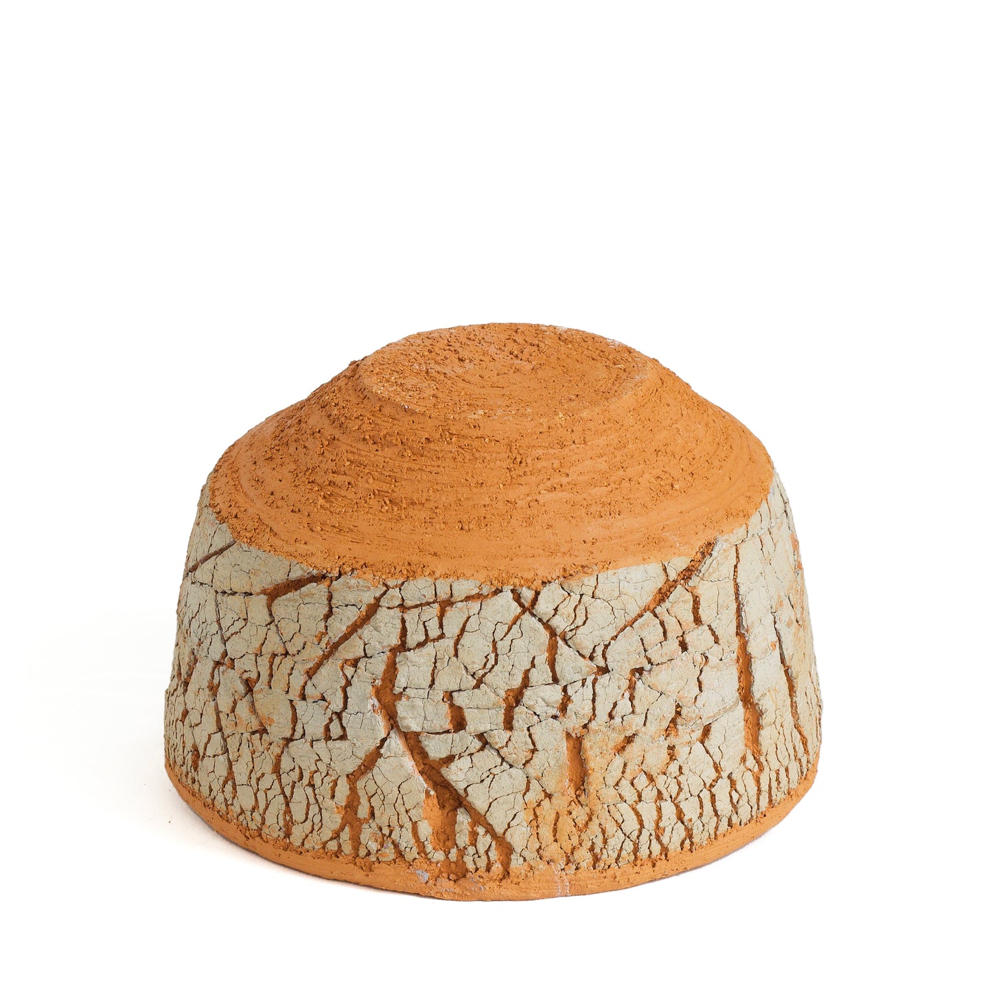 Japanese Arrakis Bowl Cracked Ceramic Orange Grey Dune