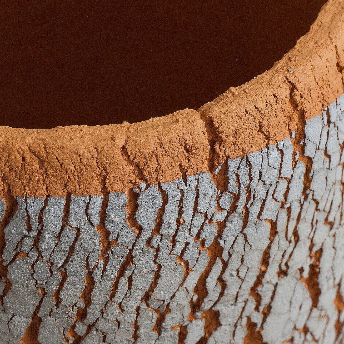 Large Arrakis Vase Cracked Ceramic Orange Grey Dune