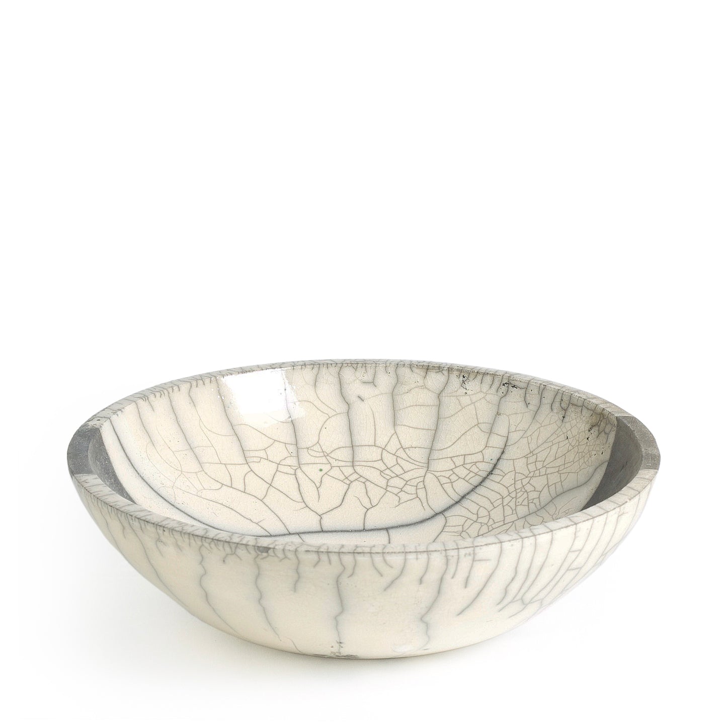 Japanese Minimalism Fringe Chawan Bowl Raku Ceramics Crackle White