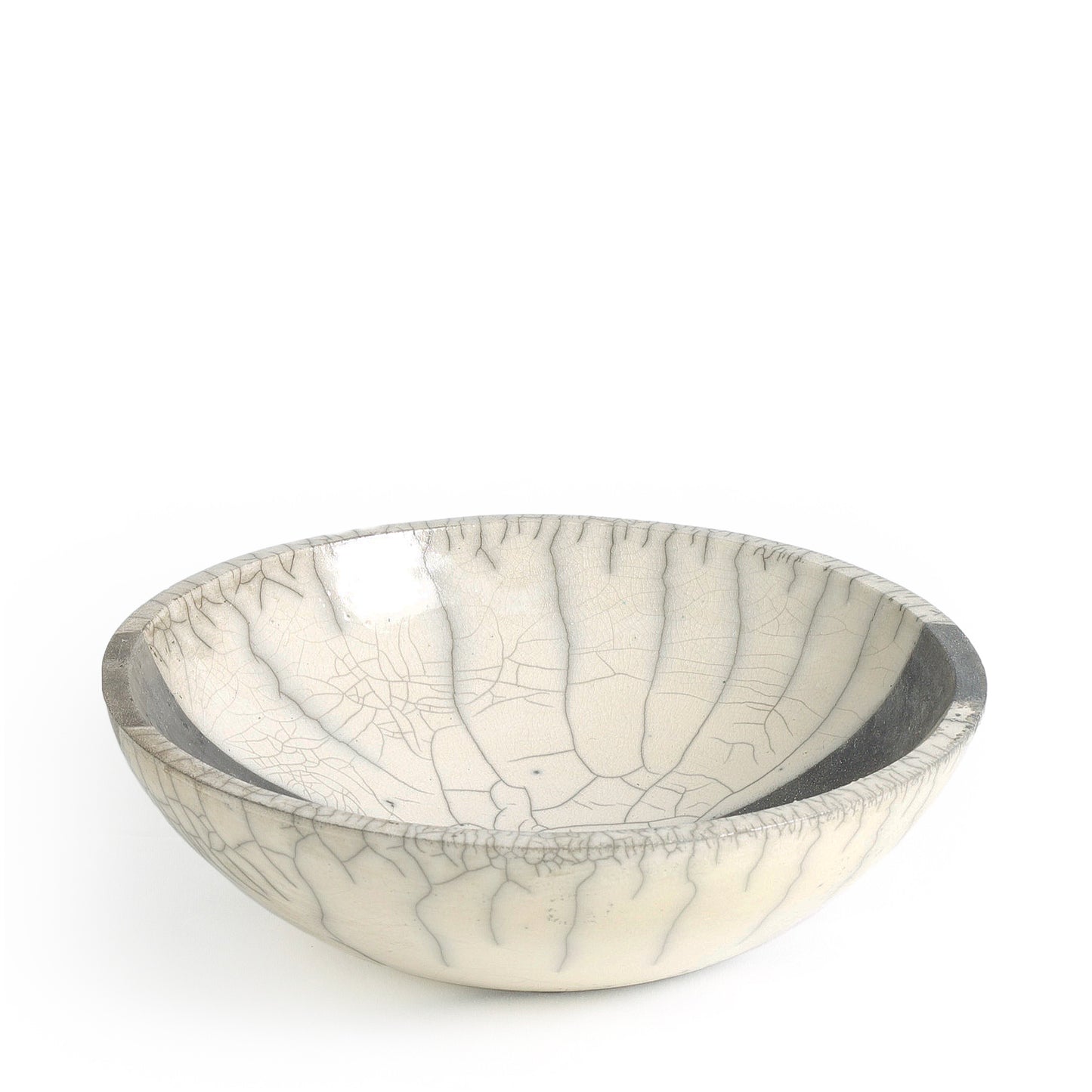 Japanese Minimalism Fringe Chawan Bowl Raku Ceramics Crackle White