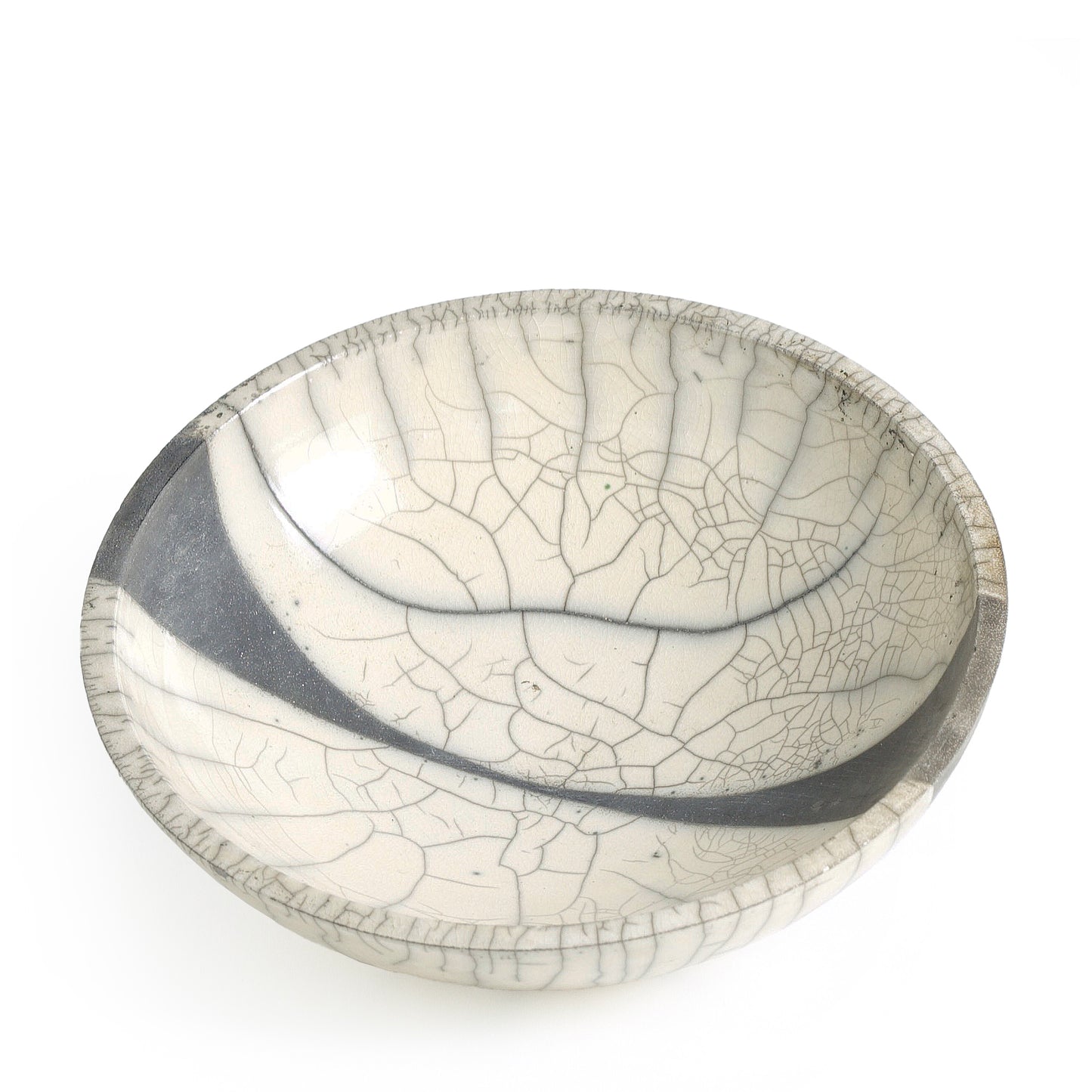 Japanese Minimalism Fringe Chawan Bowl Raku Ceramics Crackle White
