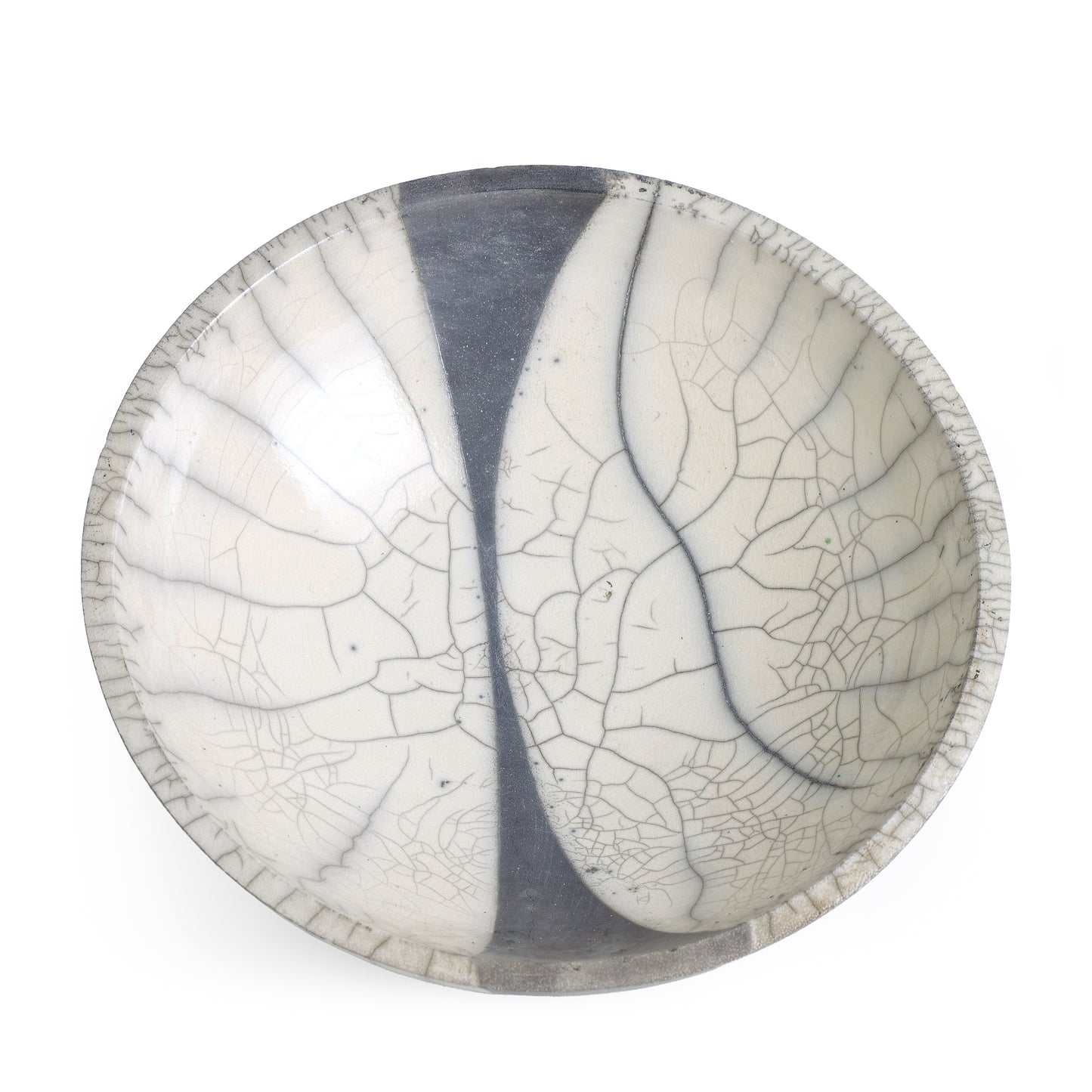 Japanese Minimalism Fringe Chawan Bowl Raku Ceramics Crackle White