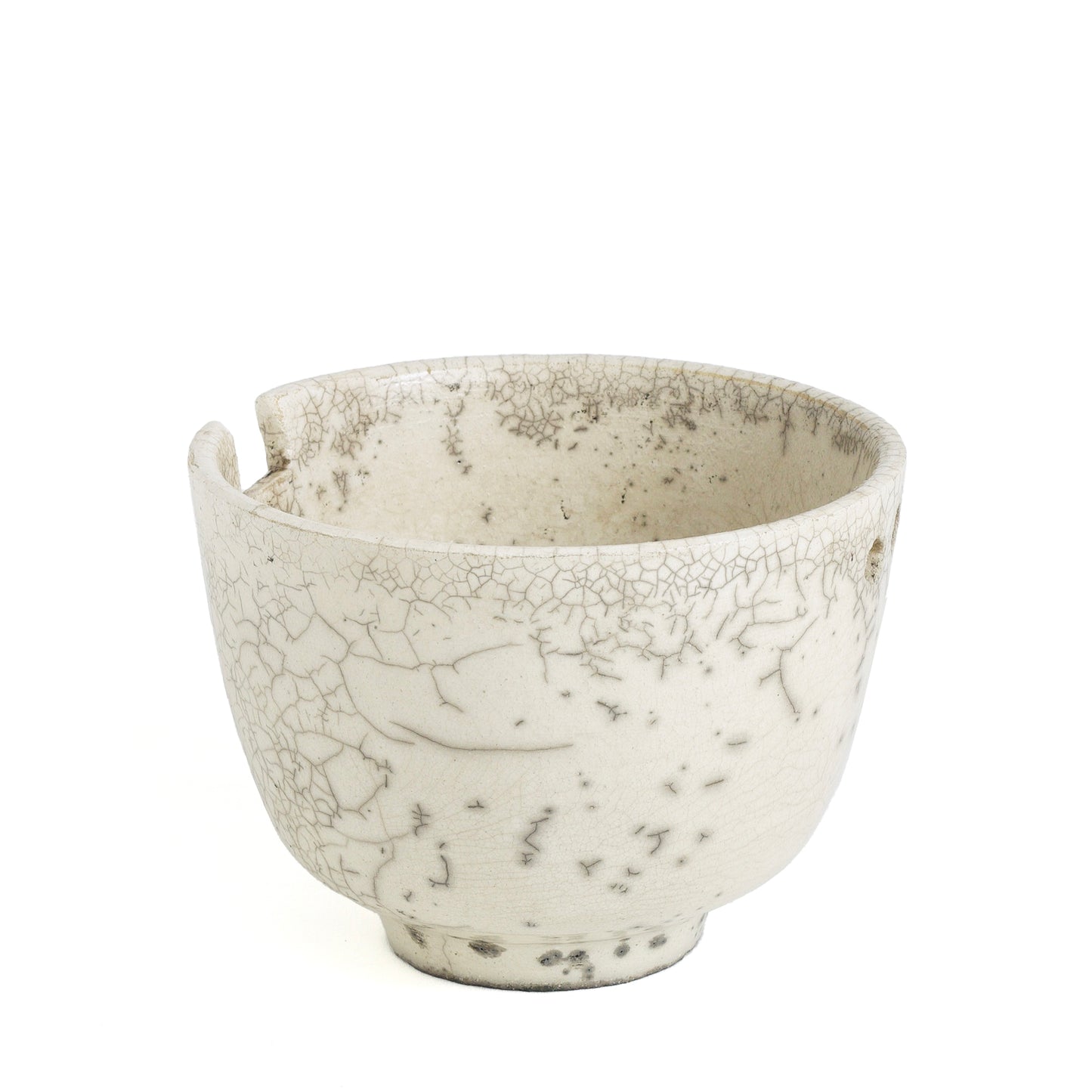 Japanese Ramen Bowls Raku Ceramic White Crackle Set of 2