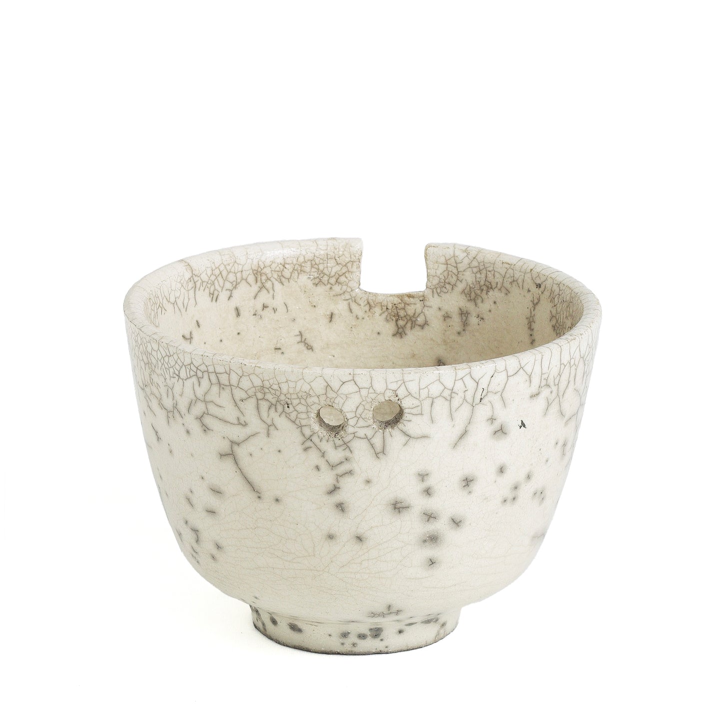 Japanese Ramen Bowls Raku Ceramic White Crackle Set of 2