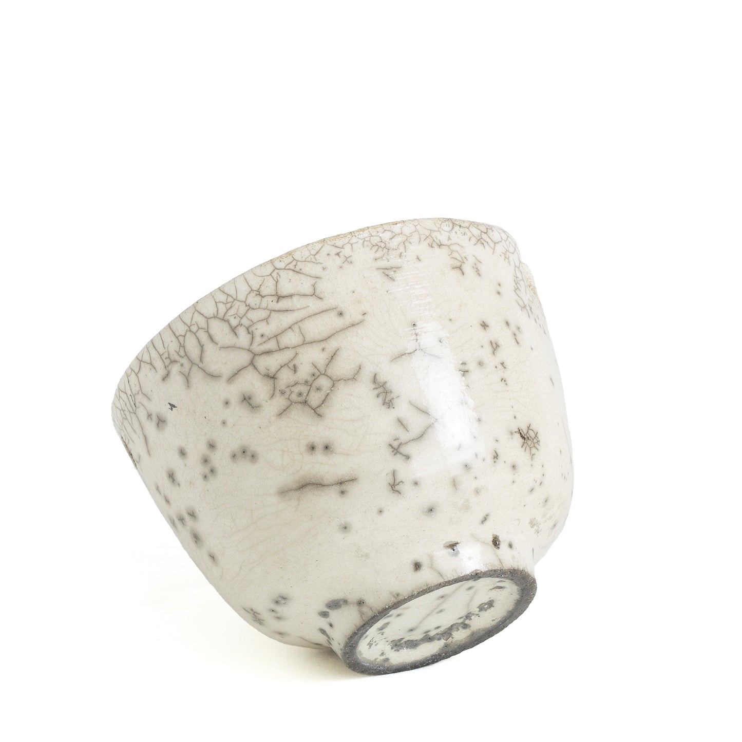 Japanese Ramen Bowls Raku Ceramic White Crackle Set of 2