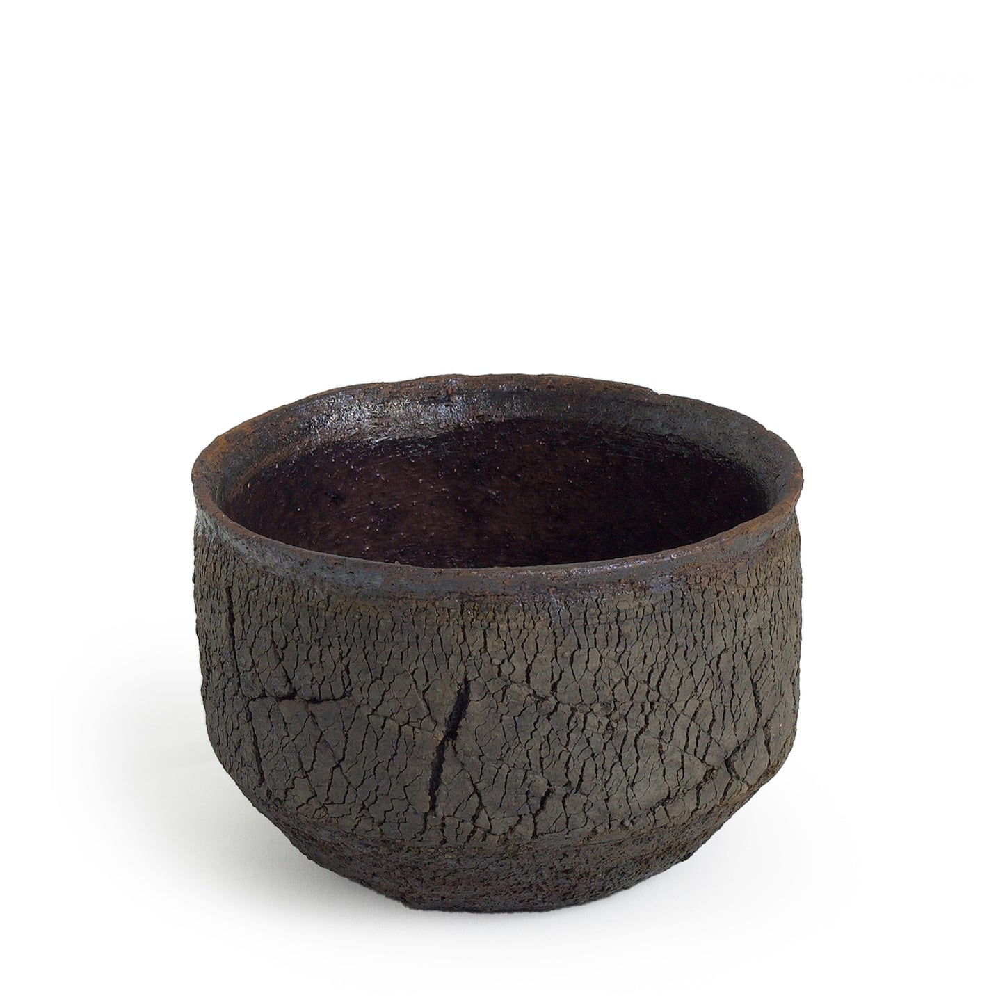 Modern Wildfire Cup Raku Ceramic Black Burnt and Metal