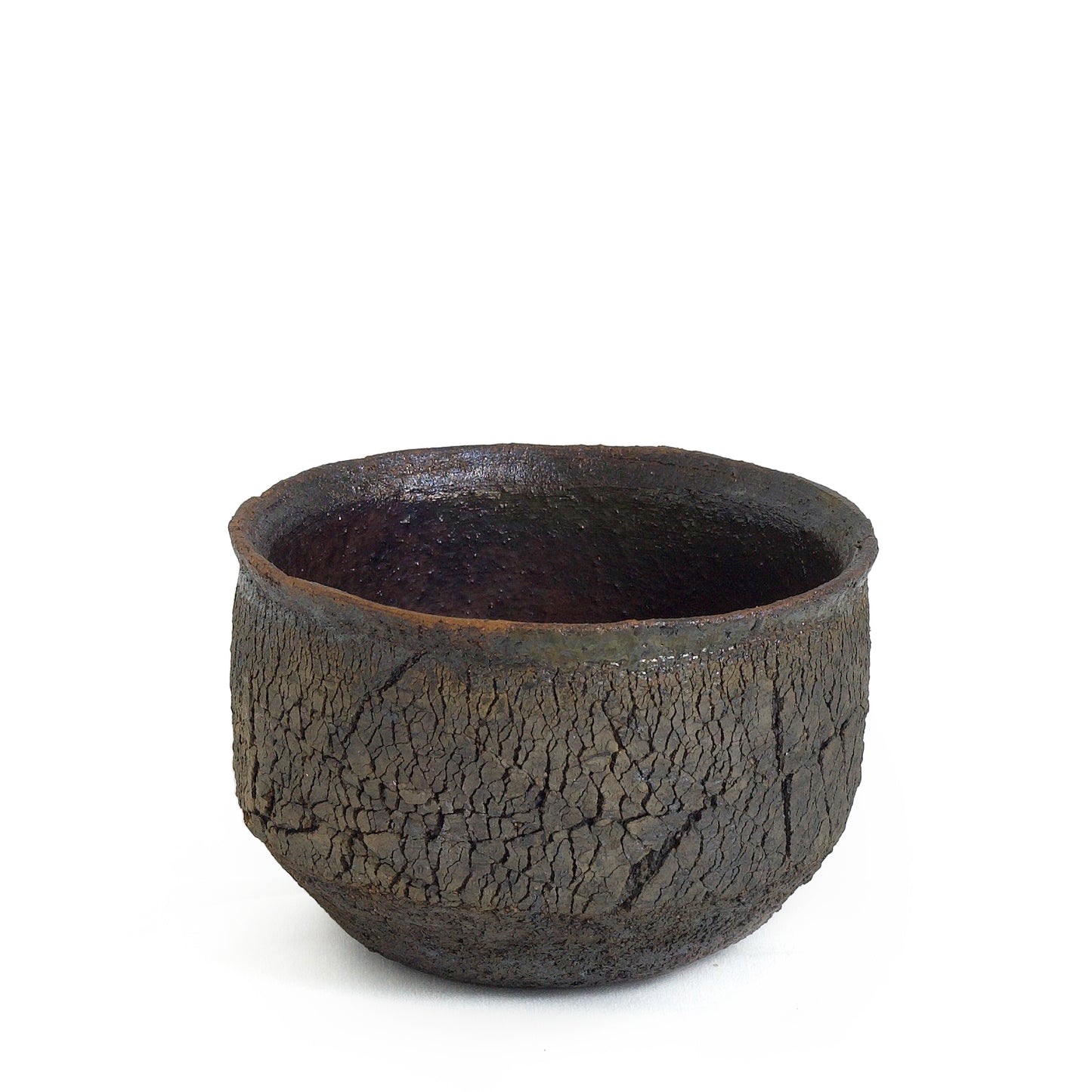 Modern Wildfire Cup Raku Ceramic Black Burnt and Metal