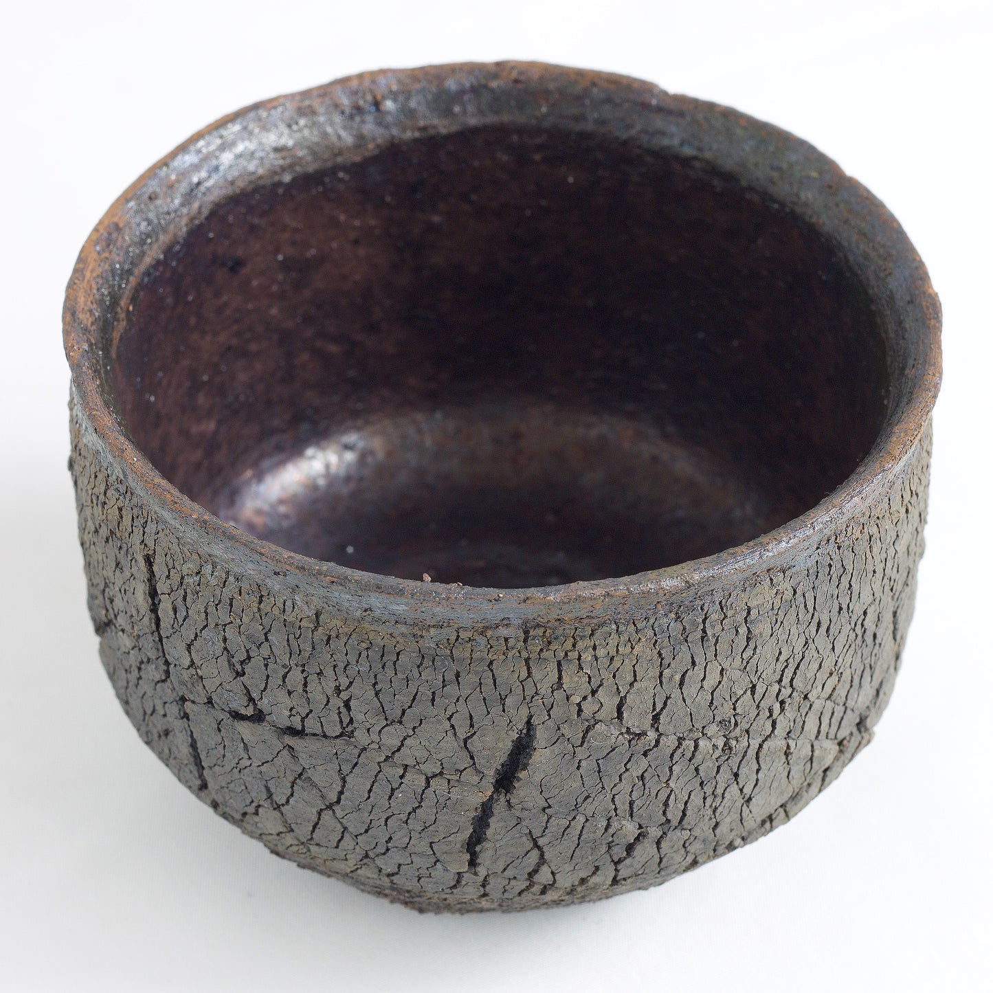 Modern Wildfire Cup Raku Ceramic Black Burnt and Metal
