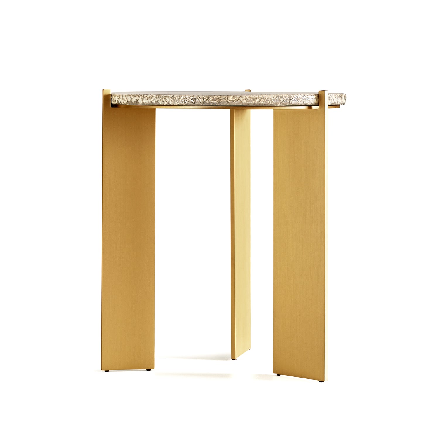 Modern Living Room Coffee Table Y RIRU 42 with Brass Legs and Raku Ceramic Top