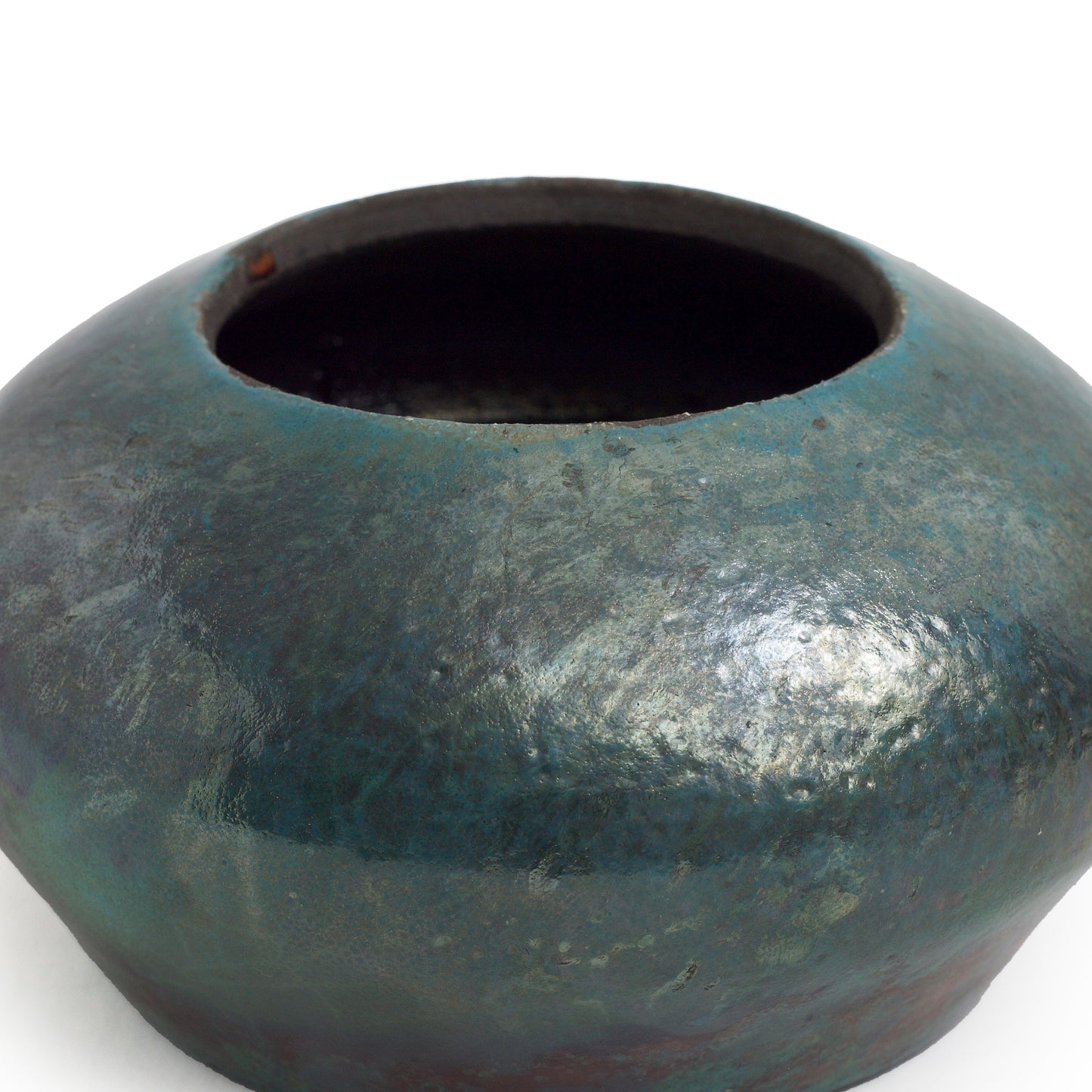 Japanese Modern Body Bowls Raku Ceramic Green Red Black Metal