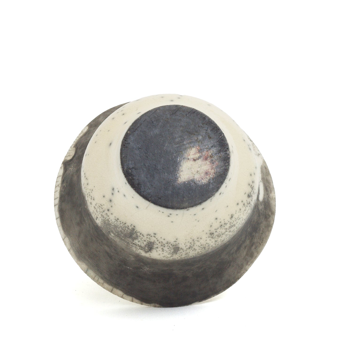 Japanese Modern Patto Vase Raku Ceramic Black White Crakle