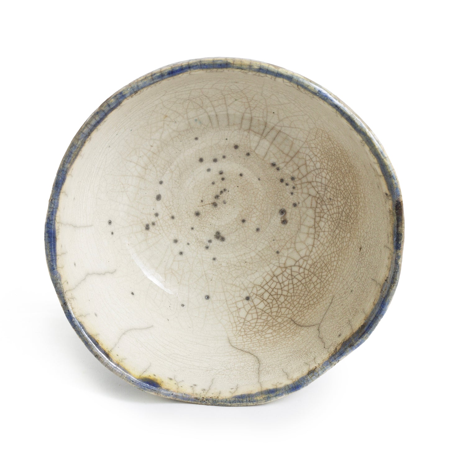 Japanese Tanoa Large Bowl Raku White and Black Ceramic