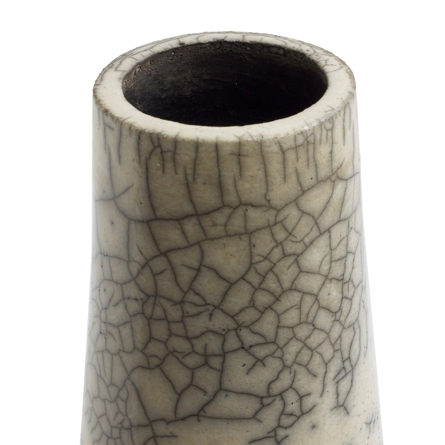 Japanese Modern Minimalist Hana Vertical 3 Vase Raku Ceramic White Crakle