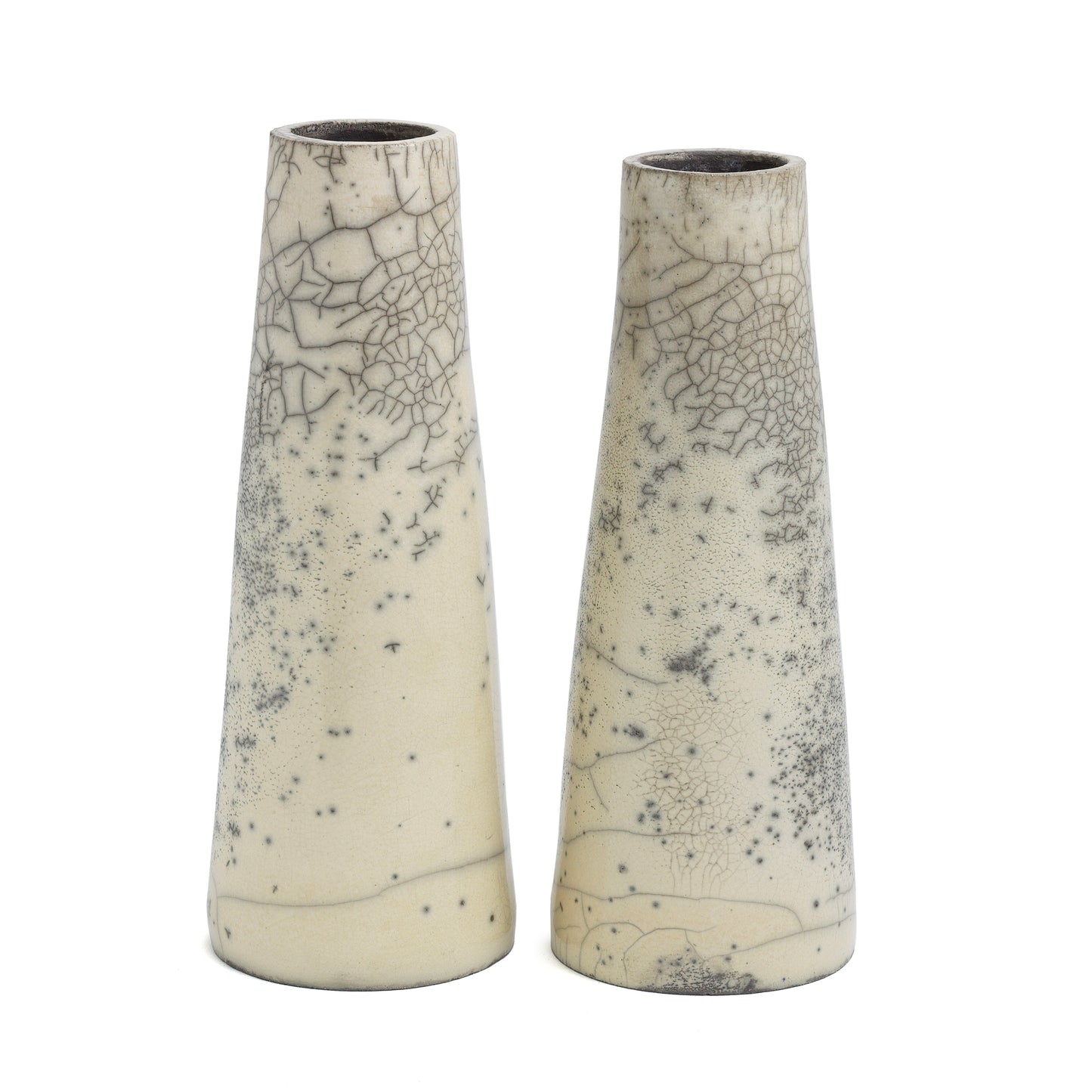 Japanese Modern Minimalist Hana Vertical 4 Vase Raku Ceramic White Crakle