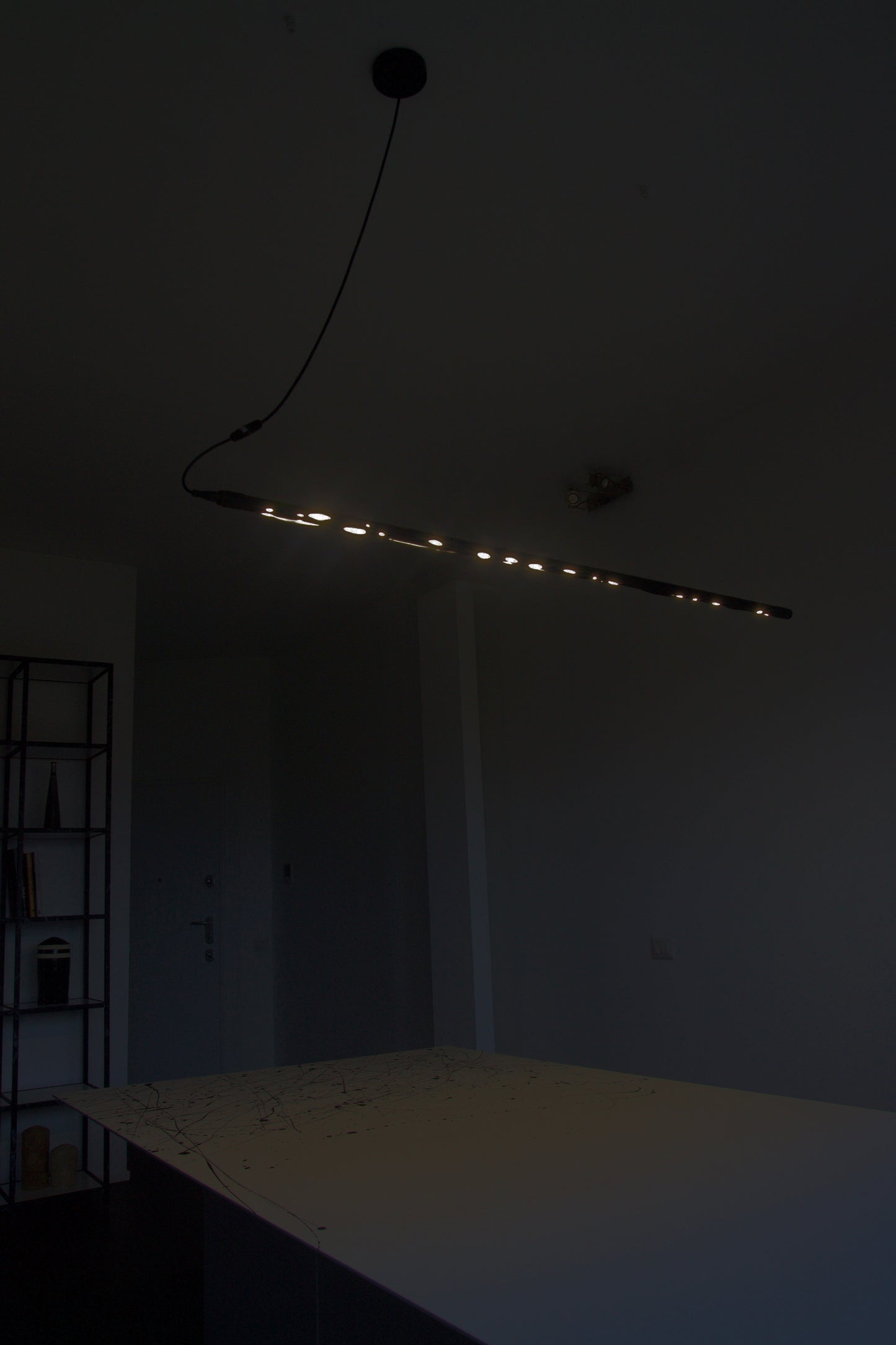 Hikari Minimalist Japanese Light Led Tube Floor or Ceiling Lamp Black