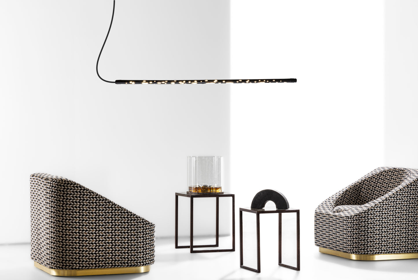 Hikari Minimalist Japanese Light Led Tube Floor or Ceiling Lamp Black