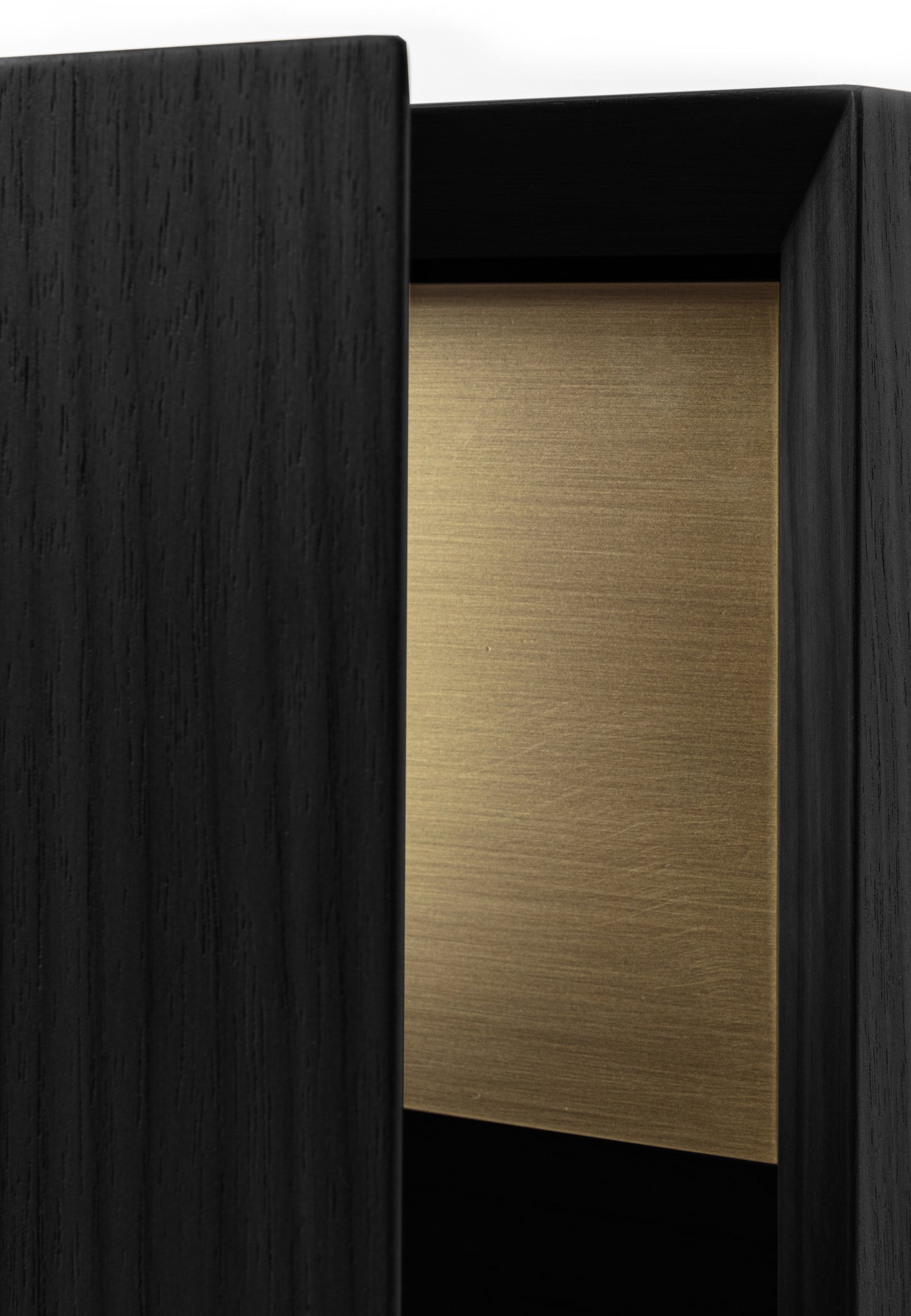 Mirage Vintage Sideboard with Brass Legs in Opaque Black Open Pore Striped Oak