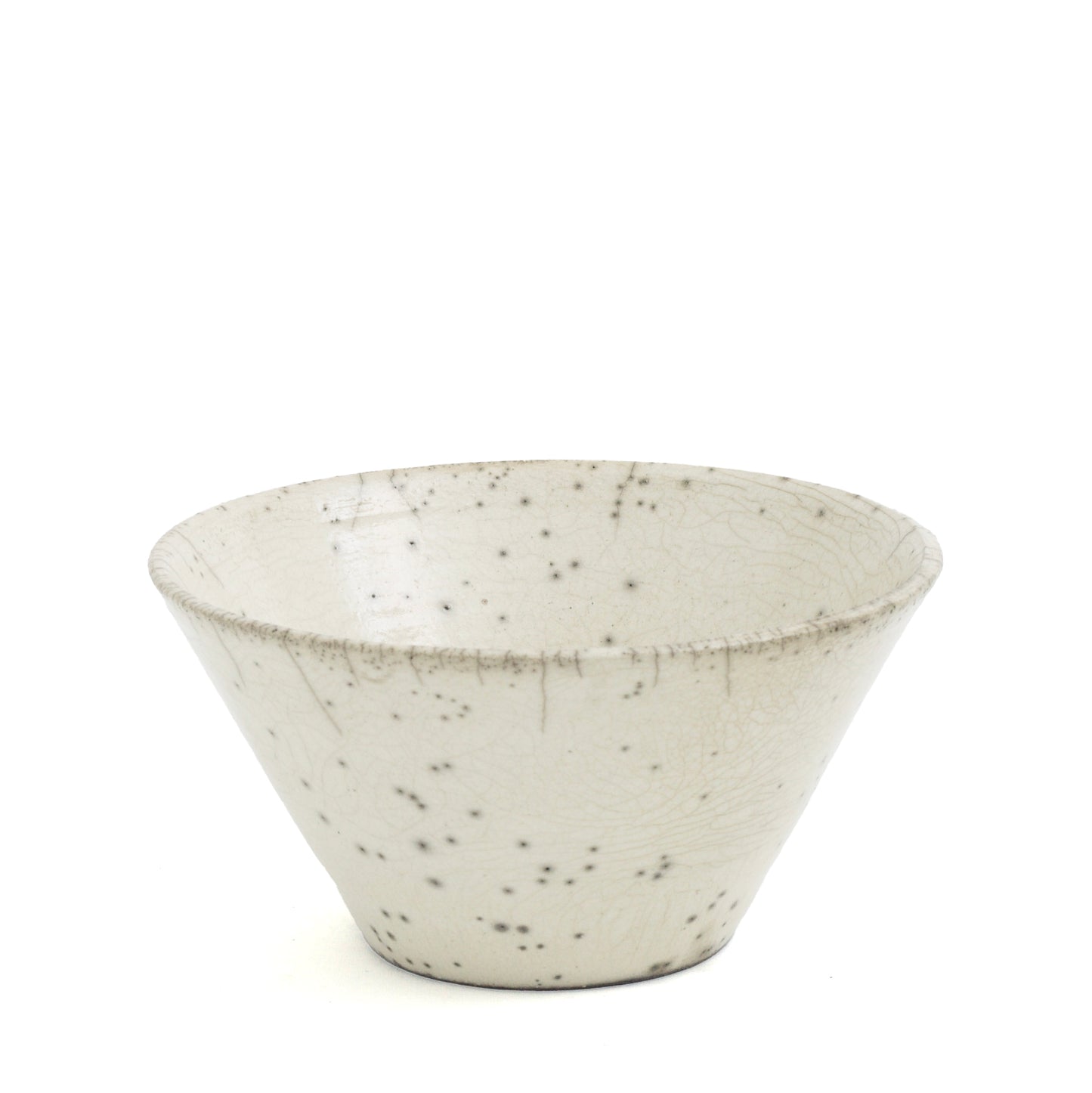 Japanese Minimalistic Moon Set of 5 Bowls Raku Ceramics Crackle White