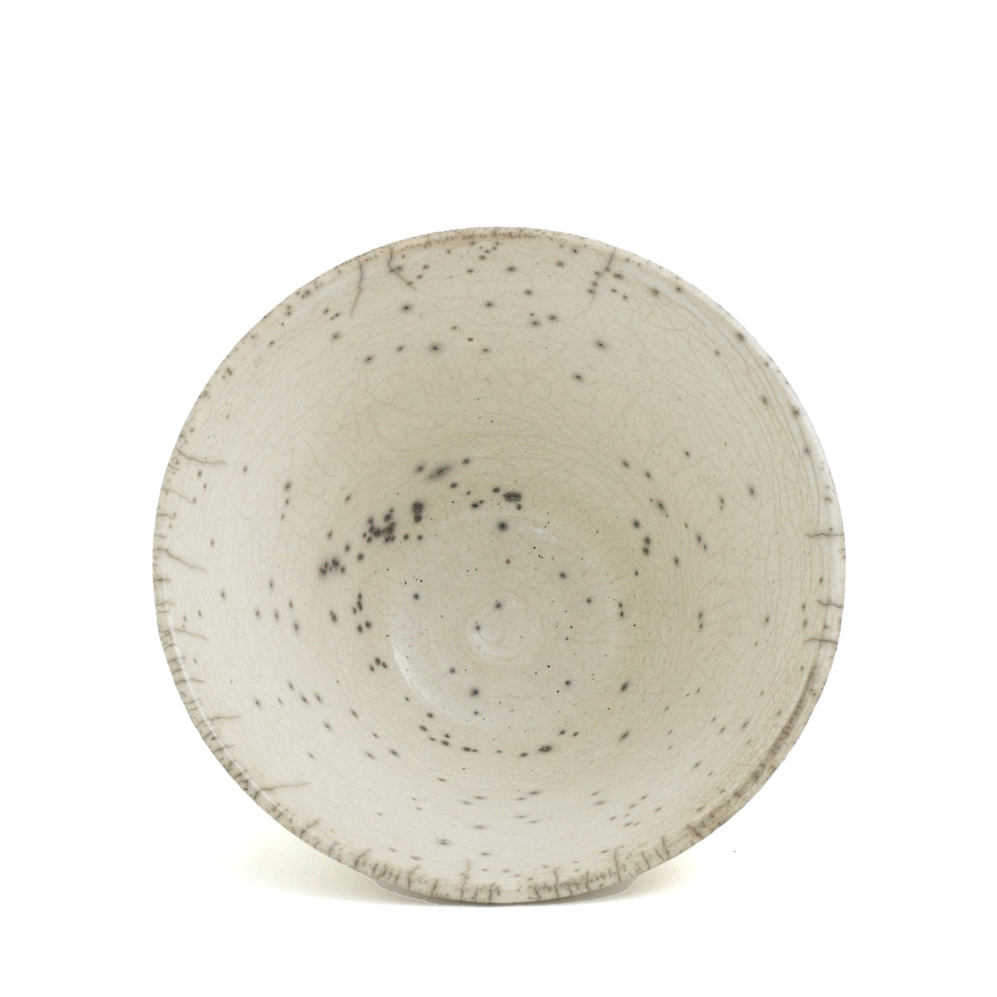 Japanese Minimalistic Moon Set of 5 Bowls Raku Ceramics Crackle White