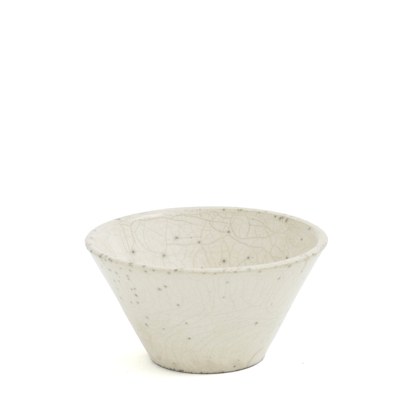 Japanese Minimalistic Moon Set of 5 Bowls Raku Ceramics Crackle White