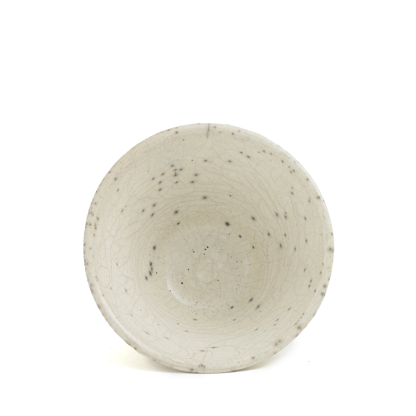 Japanese Minimalistic Moon Set of 5 Bowls Raku Ceramics Crackle White