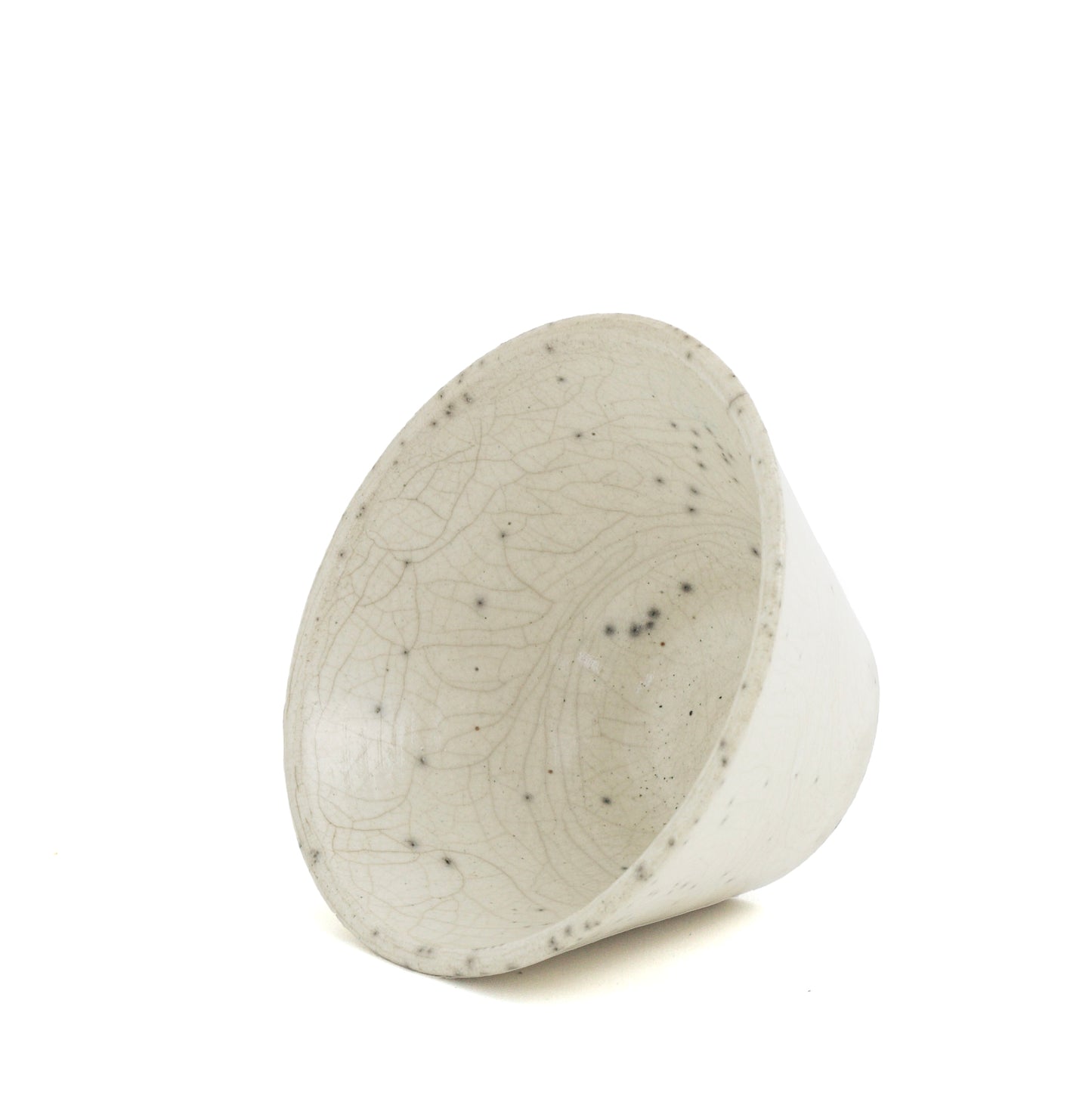 Japanese Minimalistic Moon Set of 5 Bowls Raku Ceramics Crackle White