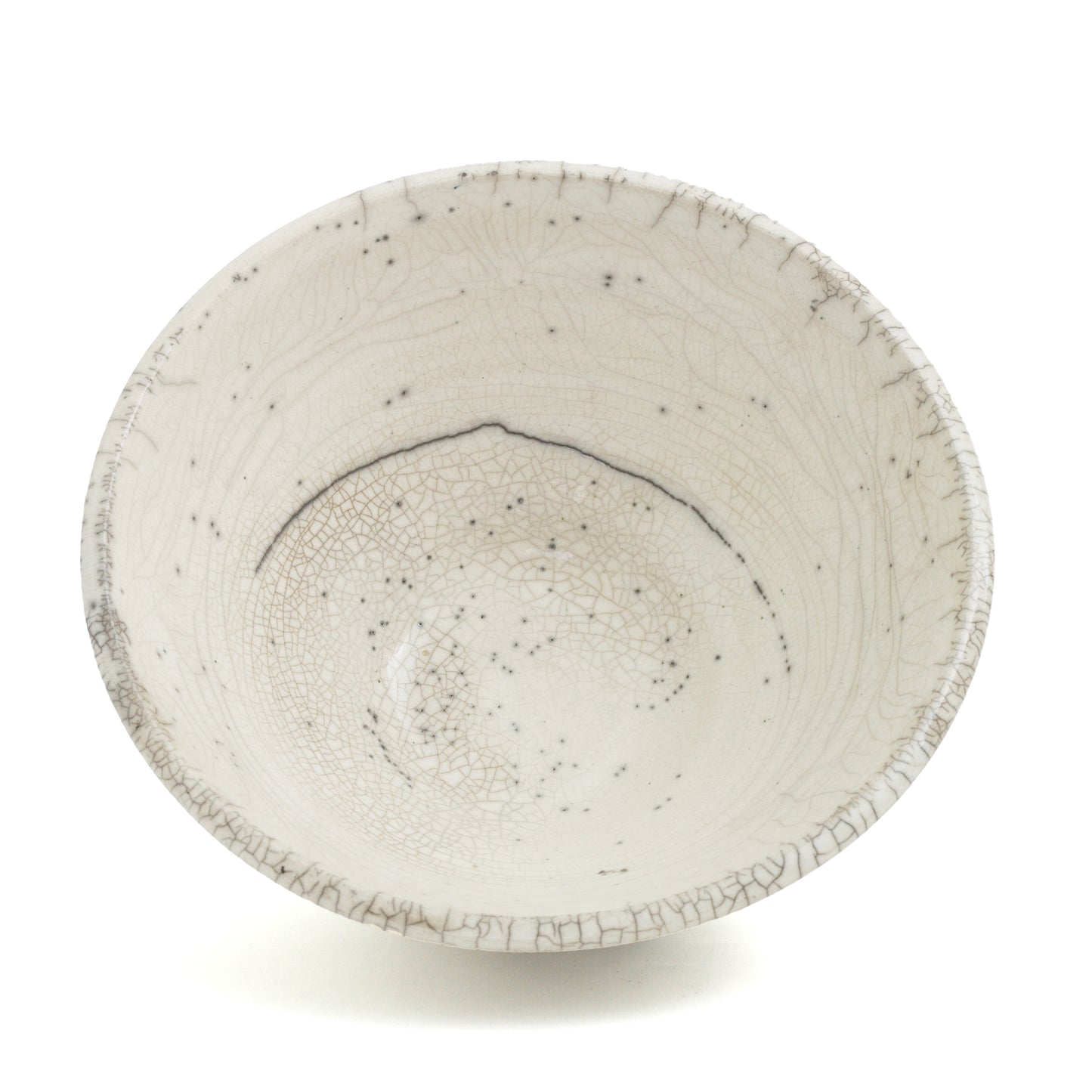Japanese Minimalistic Moon Set of 5 Bowls Raku Ceramics Crackle White