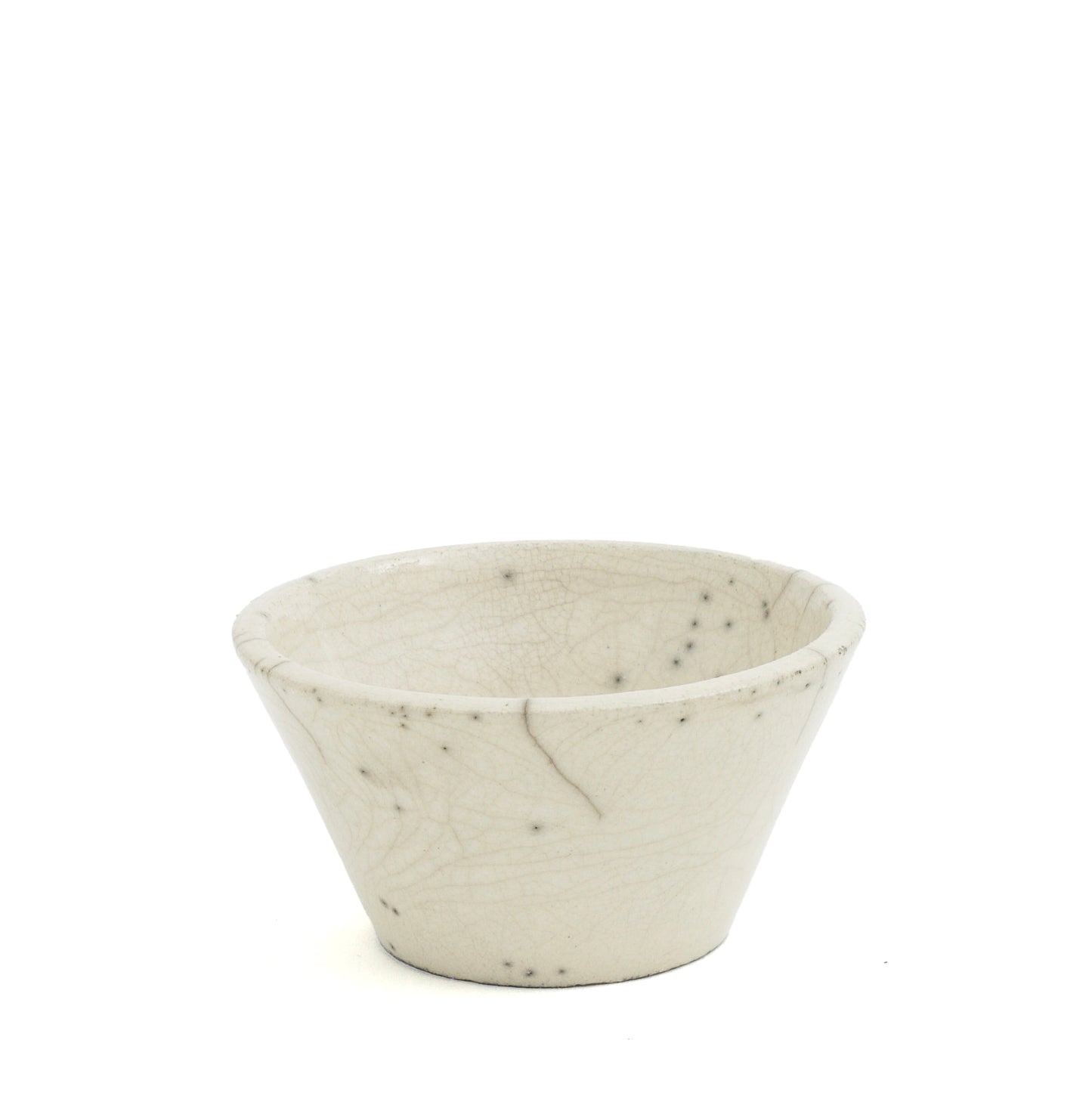 Japanese Minimalistic Moon Set of 5 Bowls Raku Ceramics Crackle White
