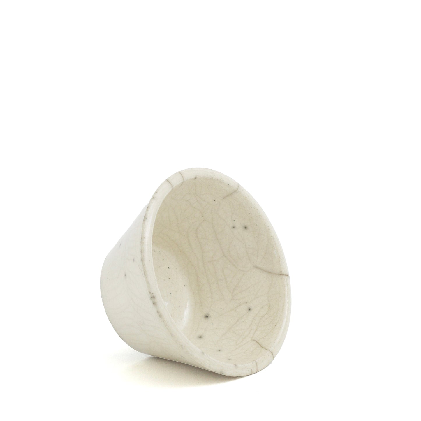 Japanese Minimalistic Moon Set of 5 Bowls Raku Ceramics Crackle White