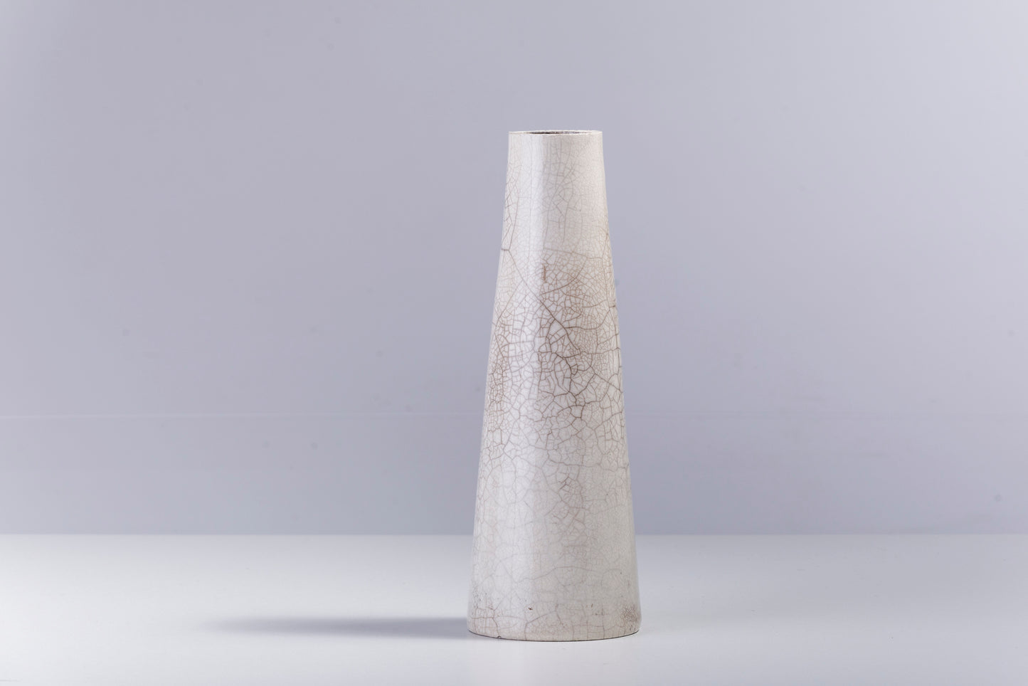 Japanese Modern Minimalist Hana Vertical Vase Raku Ceramic White Crakle