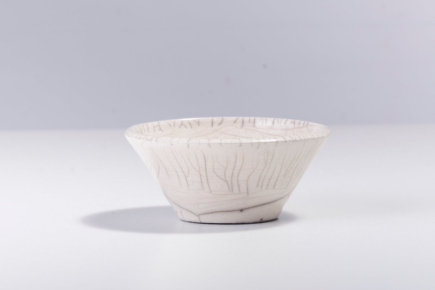 Japanese Moon Bowl Raku Ceramic Crackle White