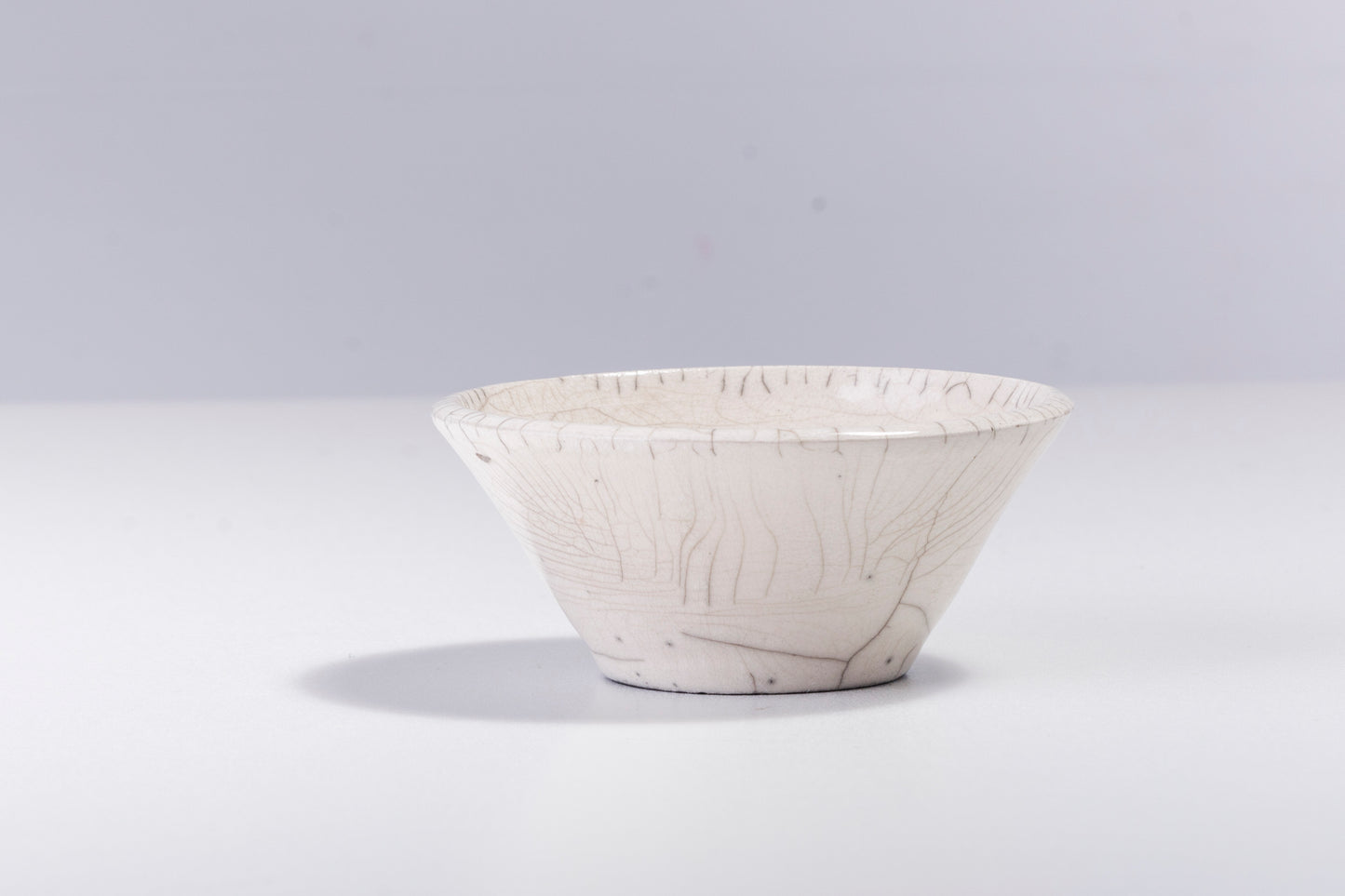 Japanese Moon Bowl Raku Ceramic Crackle White