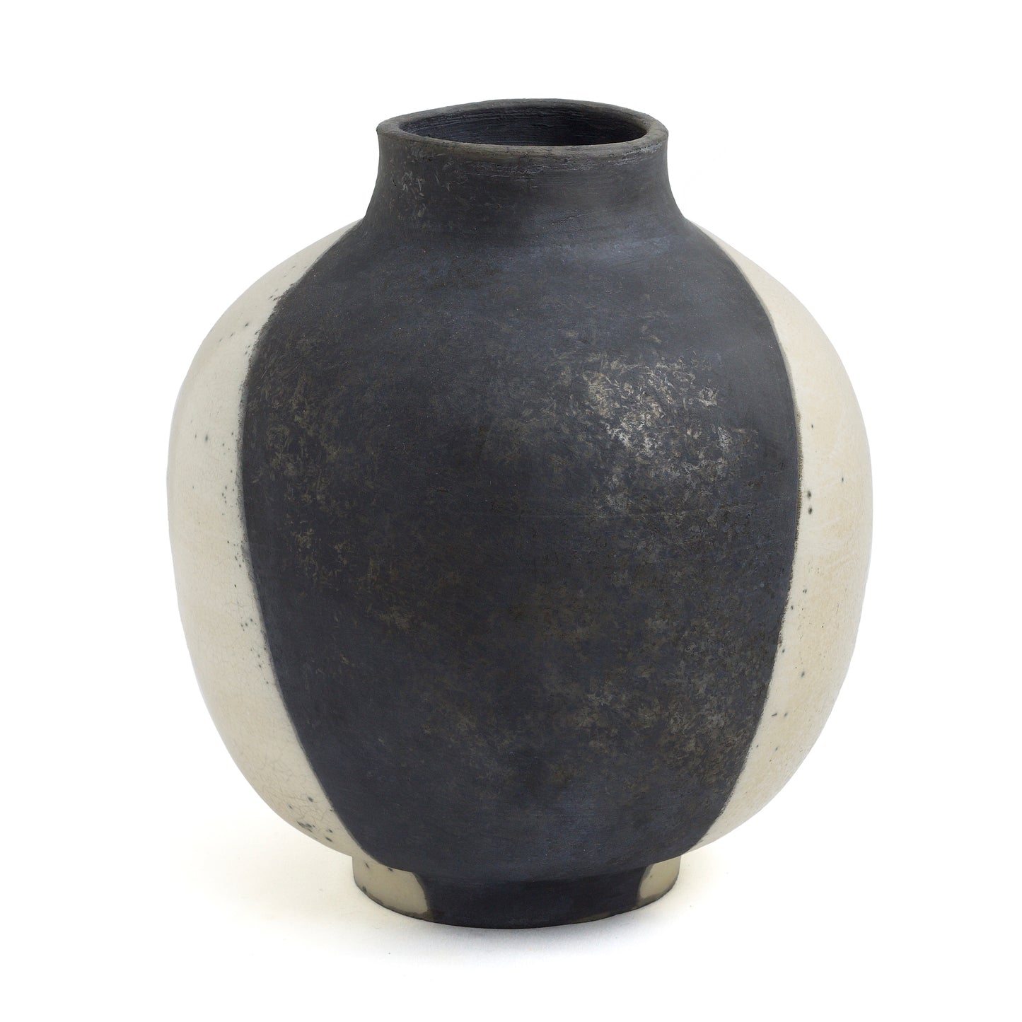Japanese Modern Minimalist Shadow Sculpture Raku Ceramic White Black Vase