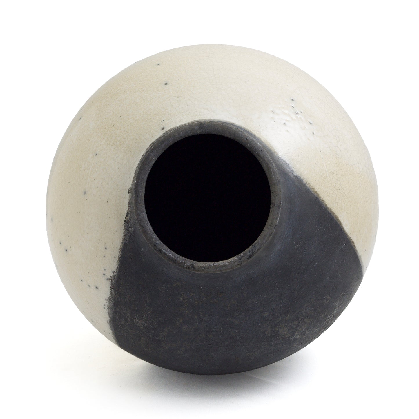 Japanese Modern Minimalist Shadow Sculpture Raku Ceramic White Black Vase