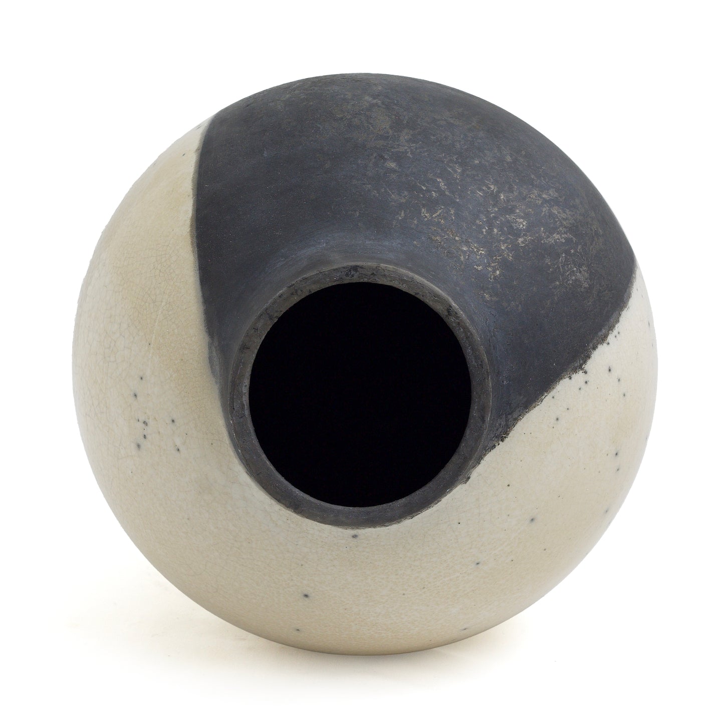 Japanese Modern Minimalist Shadow Sculpture Raku Ceramic White Black Vase