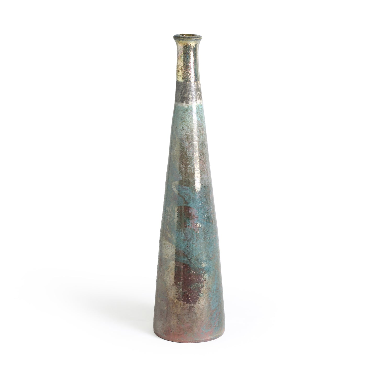 Japanese Modern Stelo Candle Holder Raku Ceramic Copper Gold