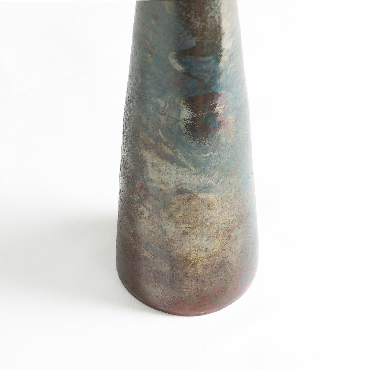 Japanese Modern Stelo Candle Holder Raku Ceramic Copper Gold