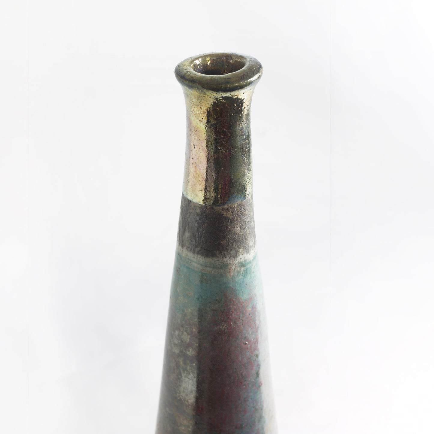 Japanese Modern Stelo Candle Holder Raku Ceramic Copper Gold