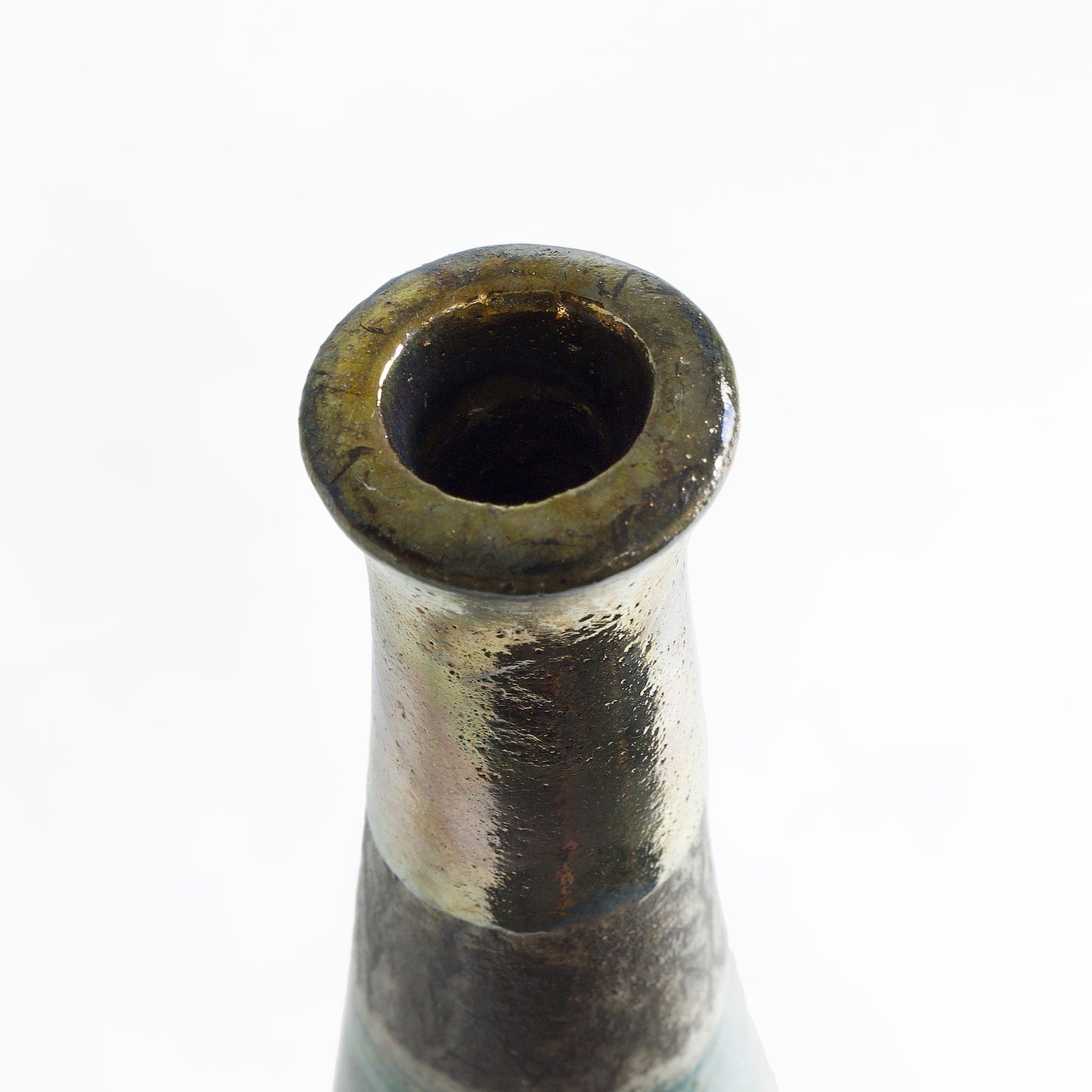 Japanese Modern Stelo Candle Holder Raku Ceramic Copper Gold