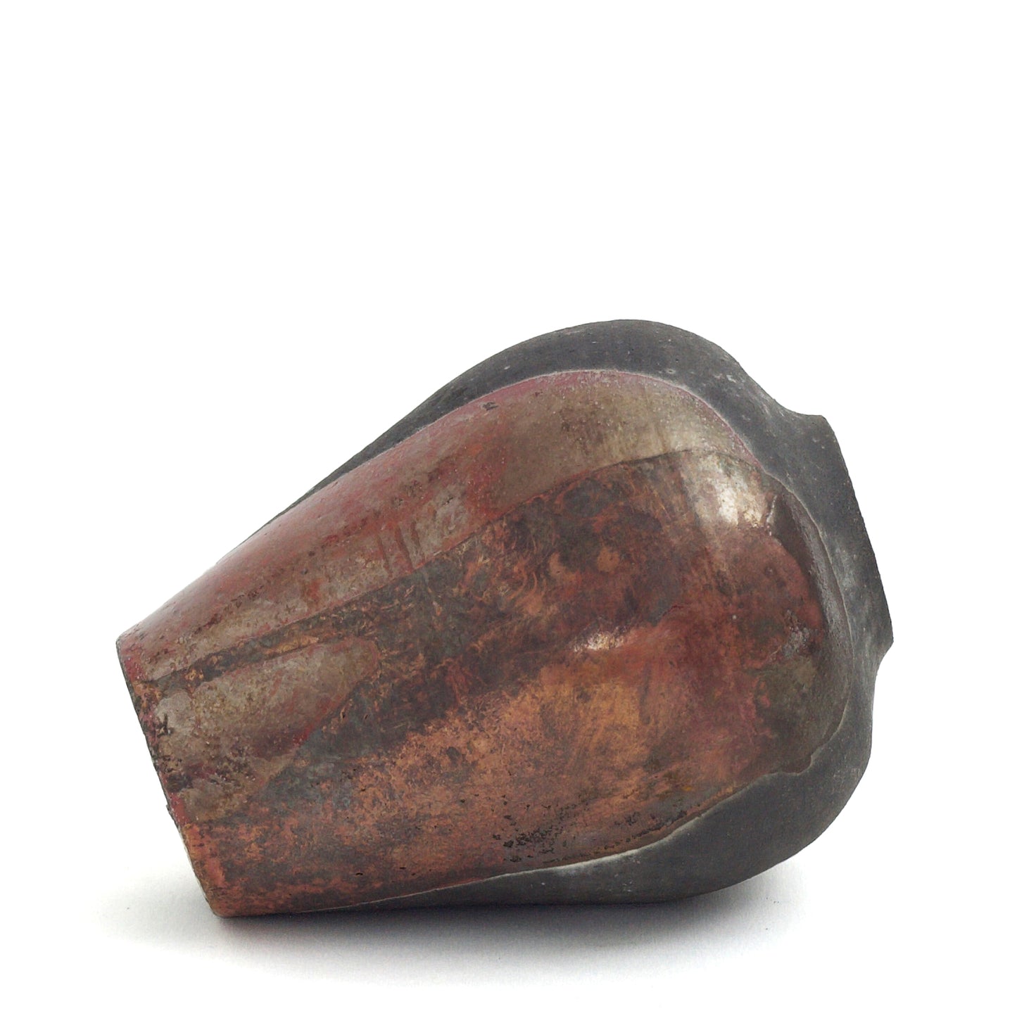 Modern Hydria Vase Raku Ceramic Black Burnt Metal Red Copper