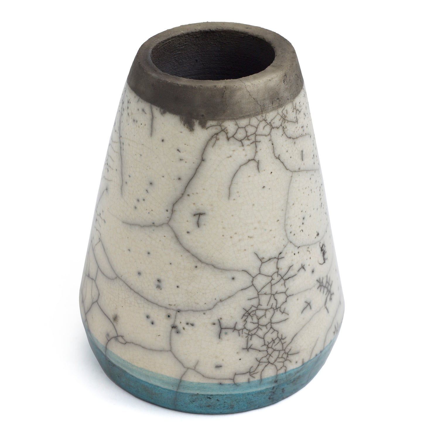 Middle East Modern Kazan Vase Raku Ceramic Green White Black Metal