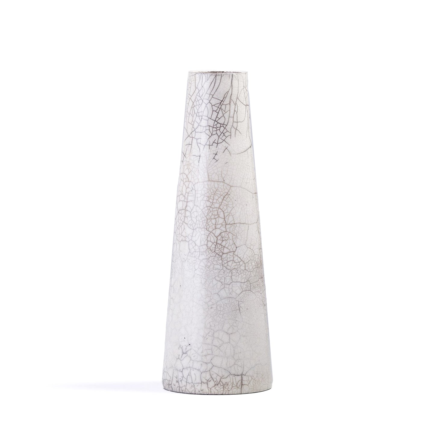 Japanese Modern Minimalist Hana Vertical Vase Raku Ceramic White Crakle