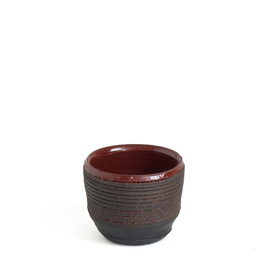 Modern Arkonnen Sake Set of 3 Striped Ceramic Black Red Dune