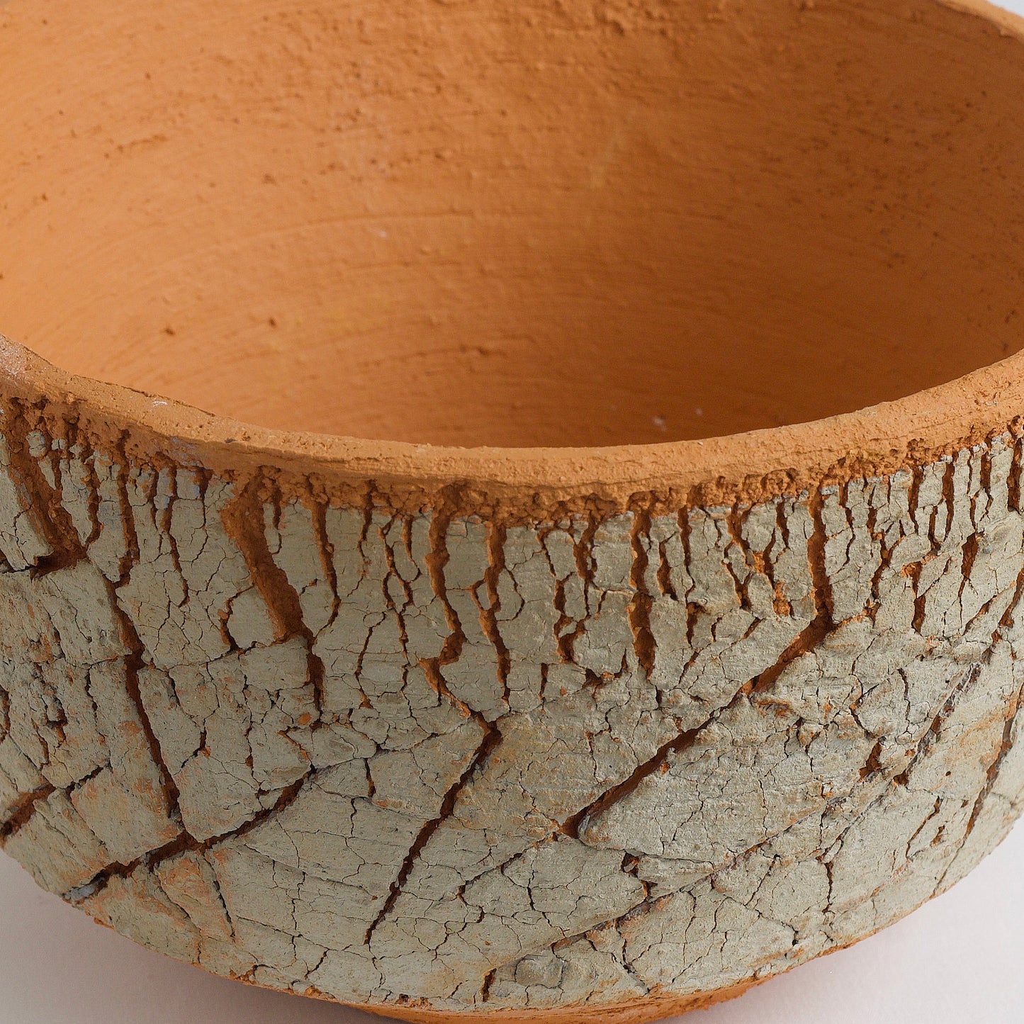 Japanese Arrakis Bowl Cracked Ceramic Orange Grey Dune