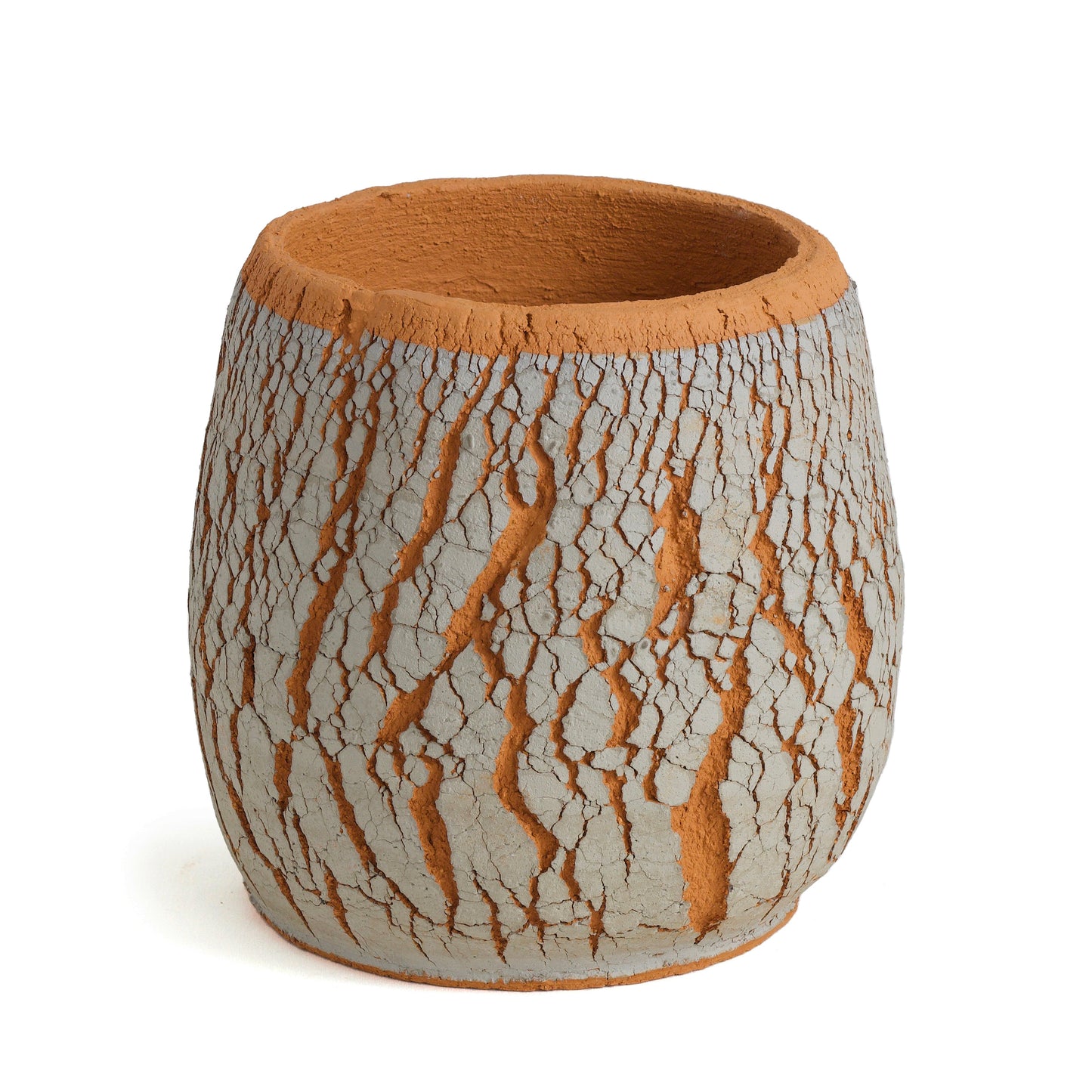 Large Arrakis Vase Cracked Ceramic Orange Grey Dune