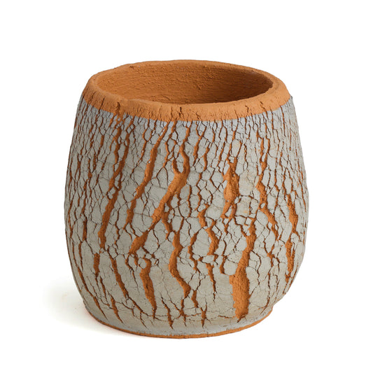 Large Arrakis Vase Cracked Ceramic Orange Grey Dune