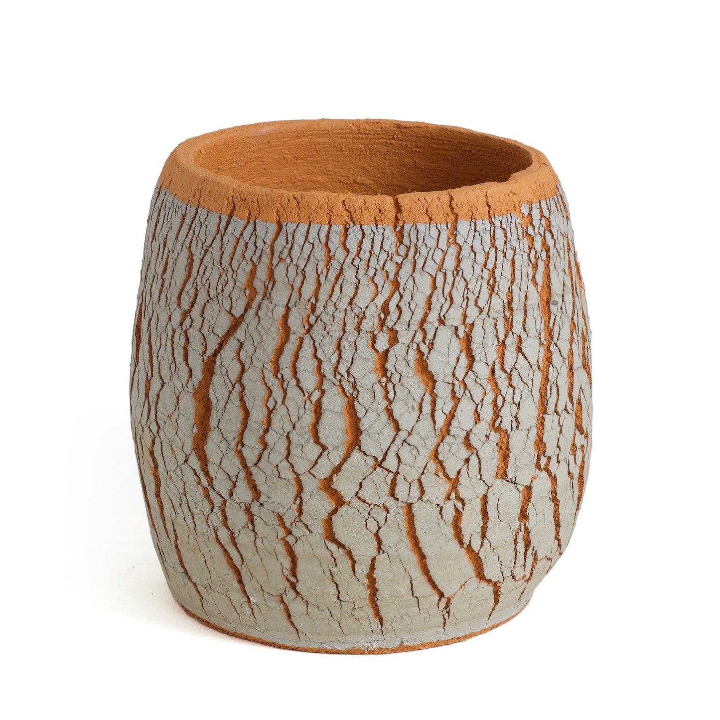 Large Arrakis Vase Cracked Ceramic Orange Grey Dune
