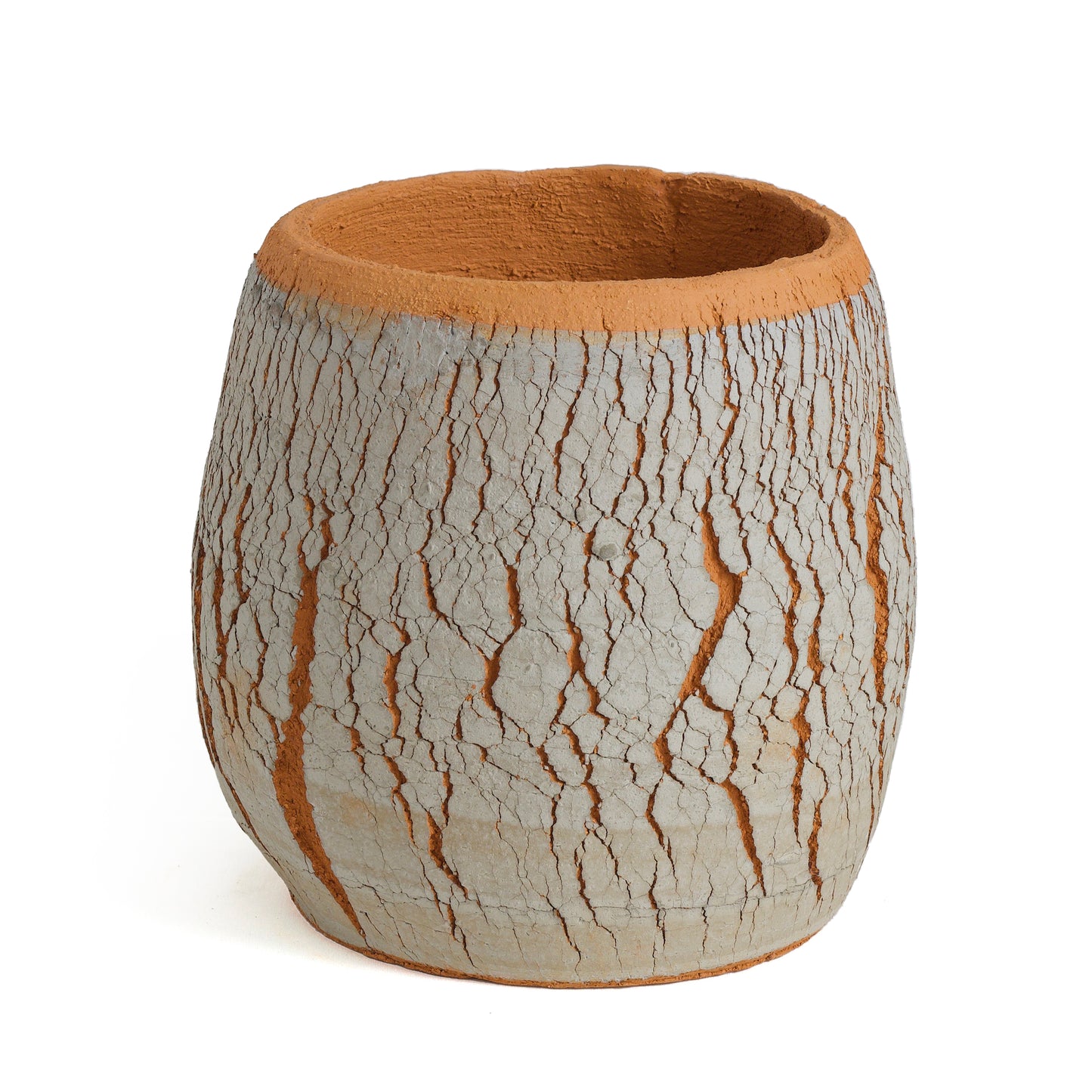 Large Arrakis Vase Cracked Ceramic Orange Grey Dune
