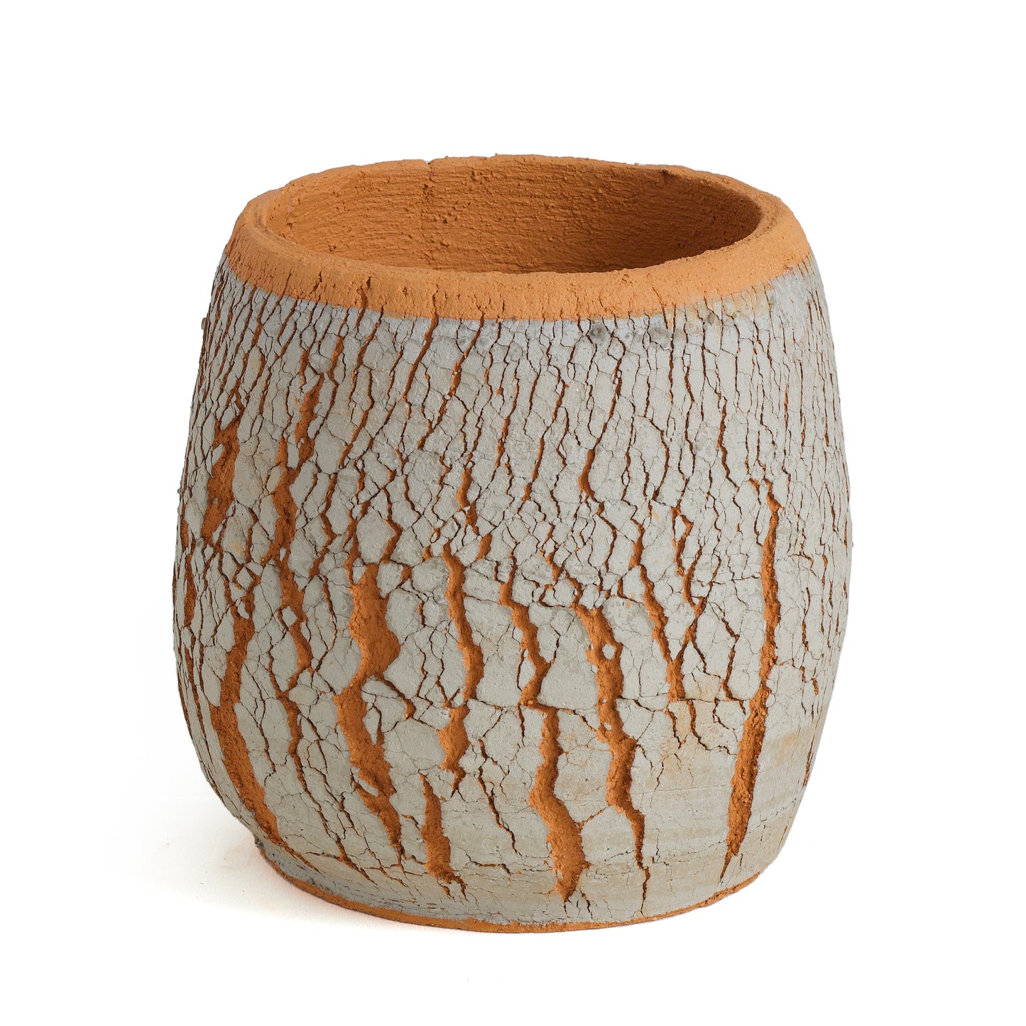 Large Arrakis Vase Cracked Ceramic Orange Grey Dune