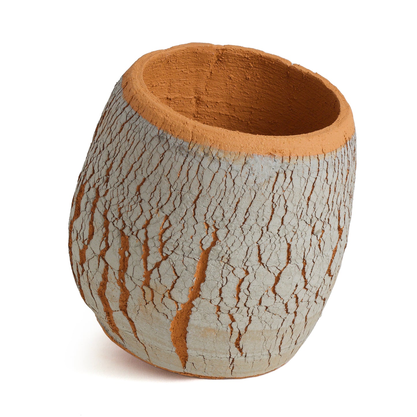 Large Arrakis Vase Cracked Ceramic Orange Grey Dune
